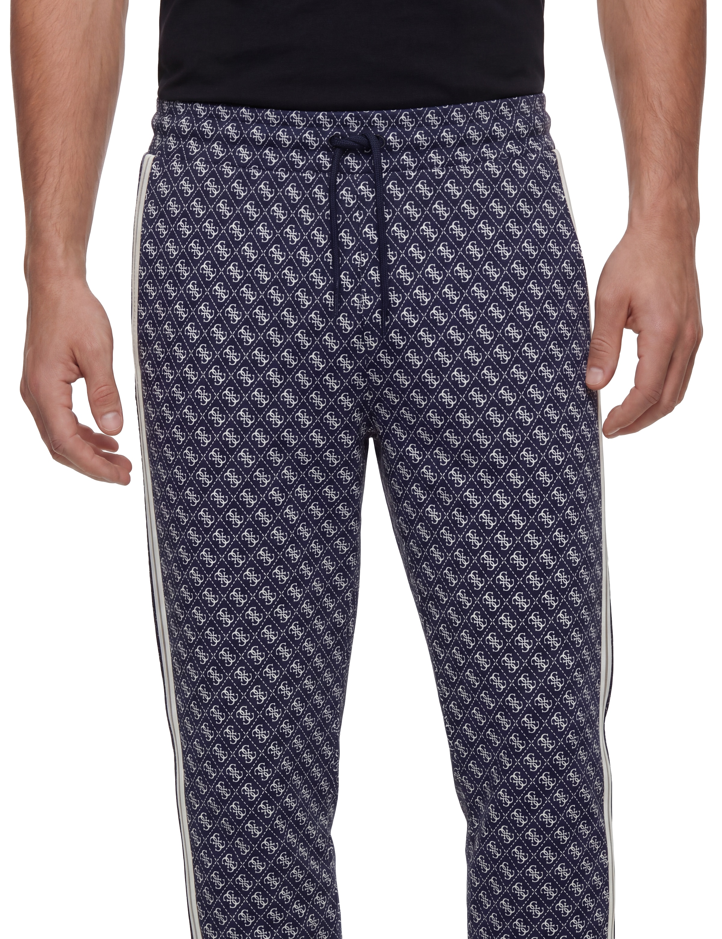 Guess Pantalon de jogging »PARIMO 4G CUFFED«  ceinture élastique, coupe régulière, bords-côtes, détails rayés