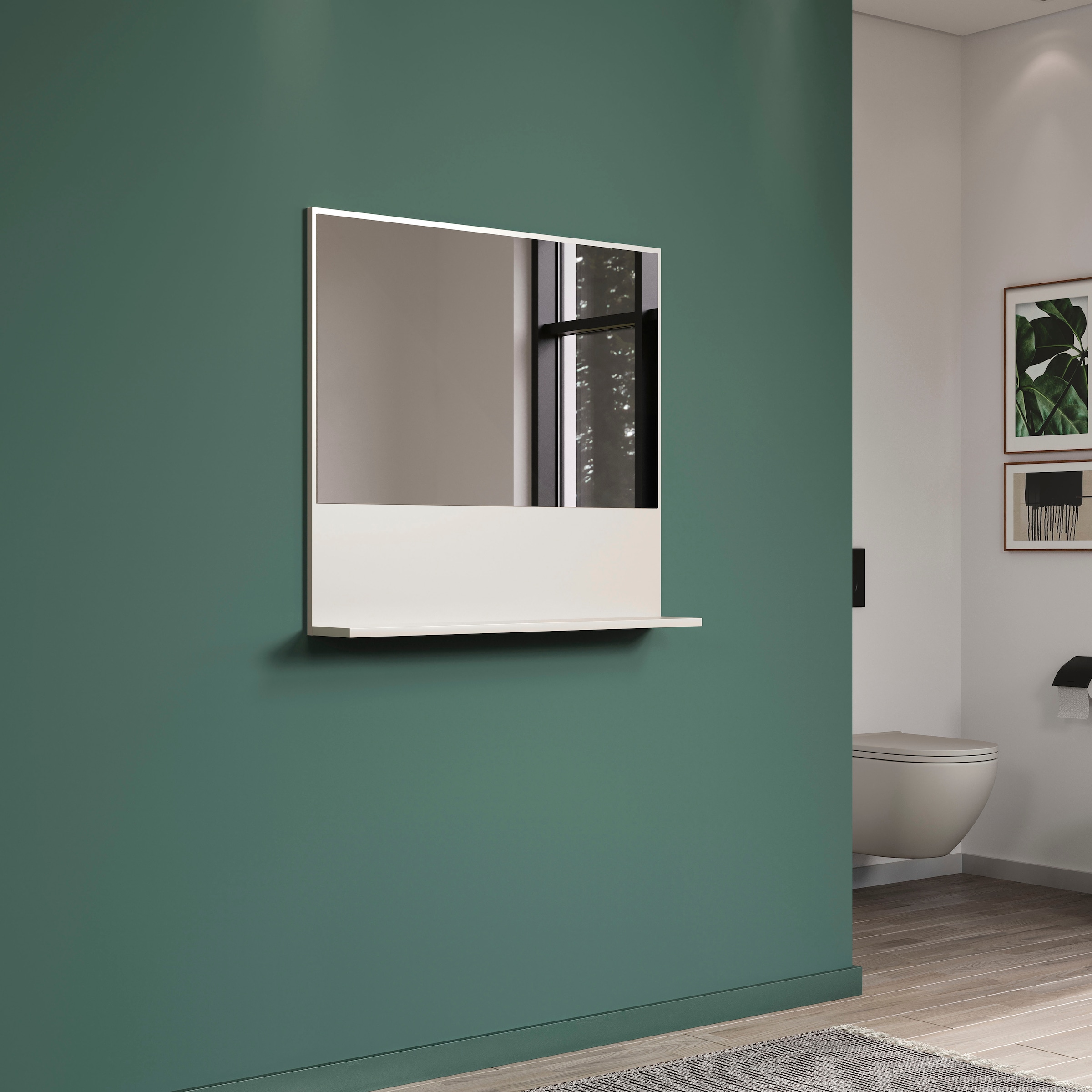 welltime Miroir mural »San Pedro« Kompakter Badspiegel mit Ablagefläche – Masse (B/T/H) 80/14/74 cm