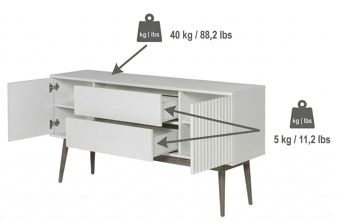 Jahnke Buffet »GRACE SB 150« Buffet bas, 2 portes & 2 tiroirs, design scandinave, largeur : 150 cm