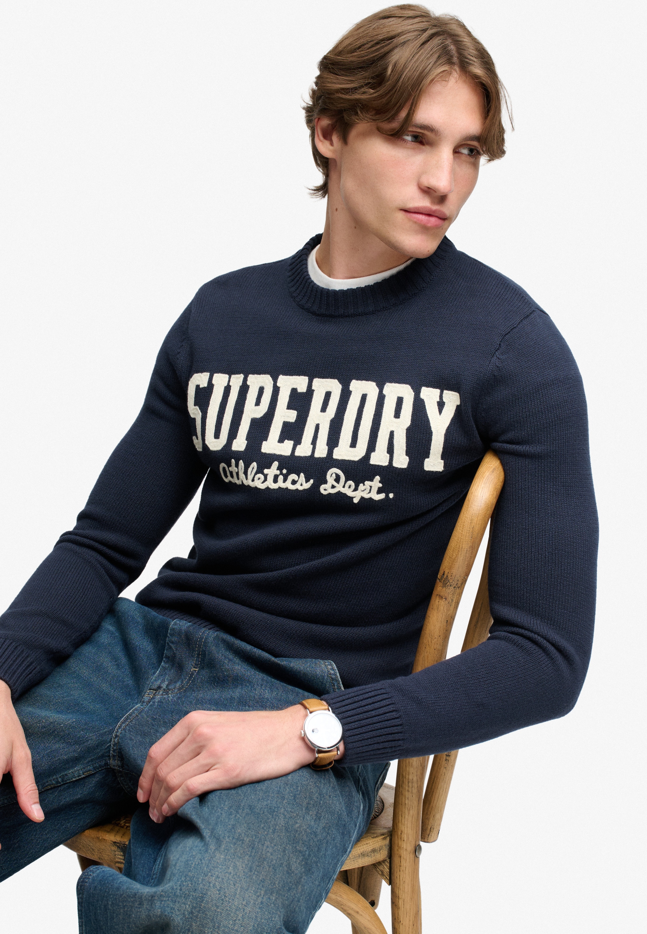 Superdry Rundhalspullover »APPLIQUE GRAPHIC JUMPER« Baumwolle, slim fit