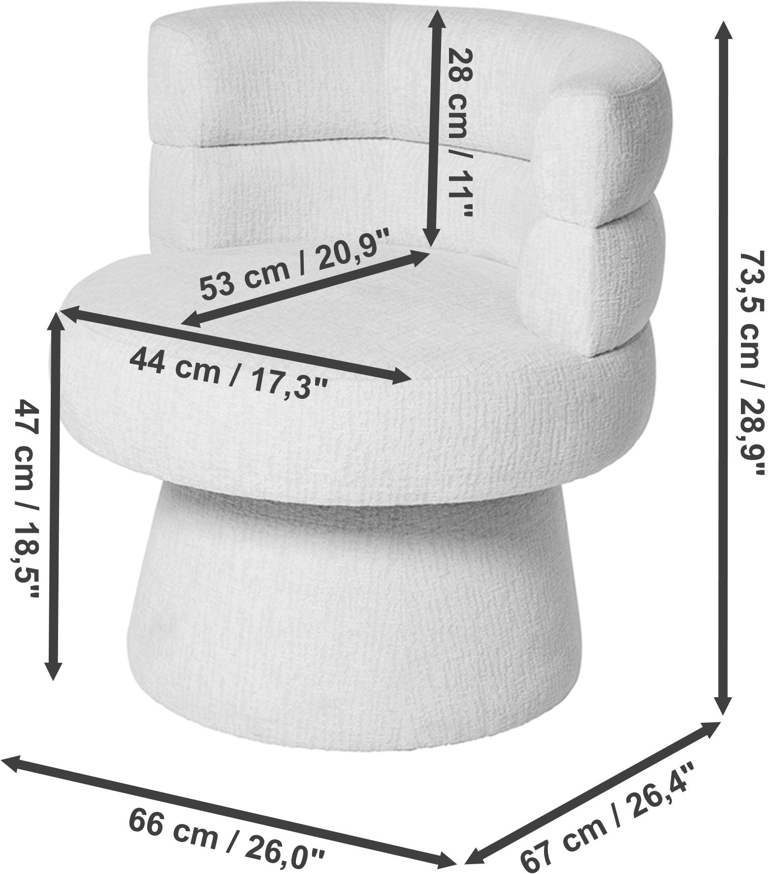 Jahnke Drehstuhl »STUDIO TWIST« () Sessel, Drehstuhl, 360° drehbar, Boucle-Stoff, bis 120 kg belastbar