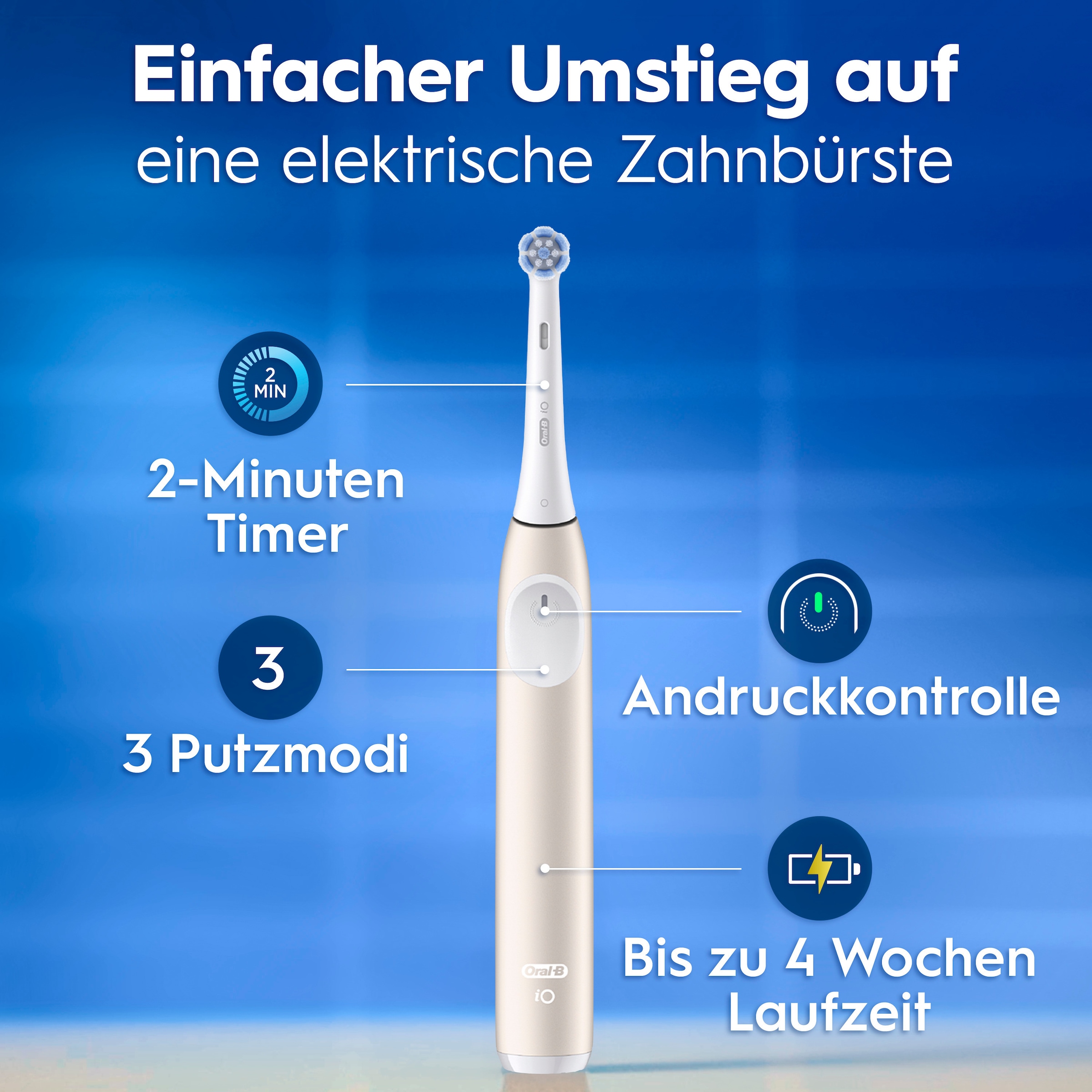 Oral-B Brosse à dents électrique »iO Series 2« 1 cuis Aufsteckbürsten pour un nettoyage en douceur, étui de voyage, support pour brosses amovibles