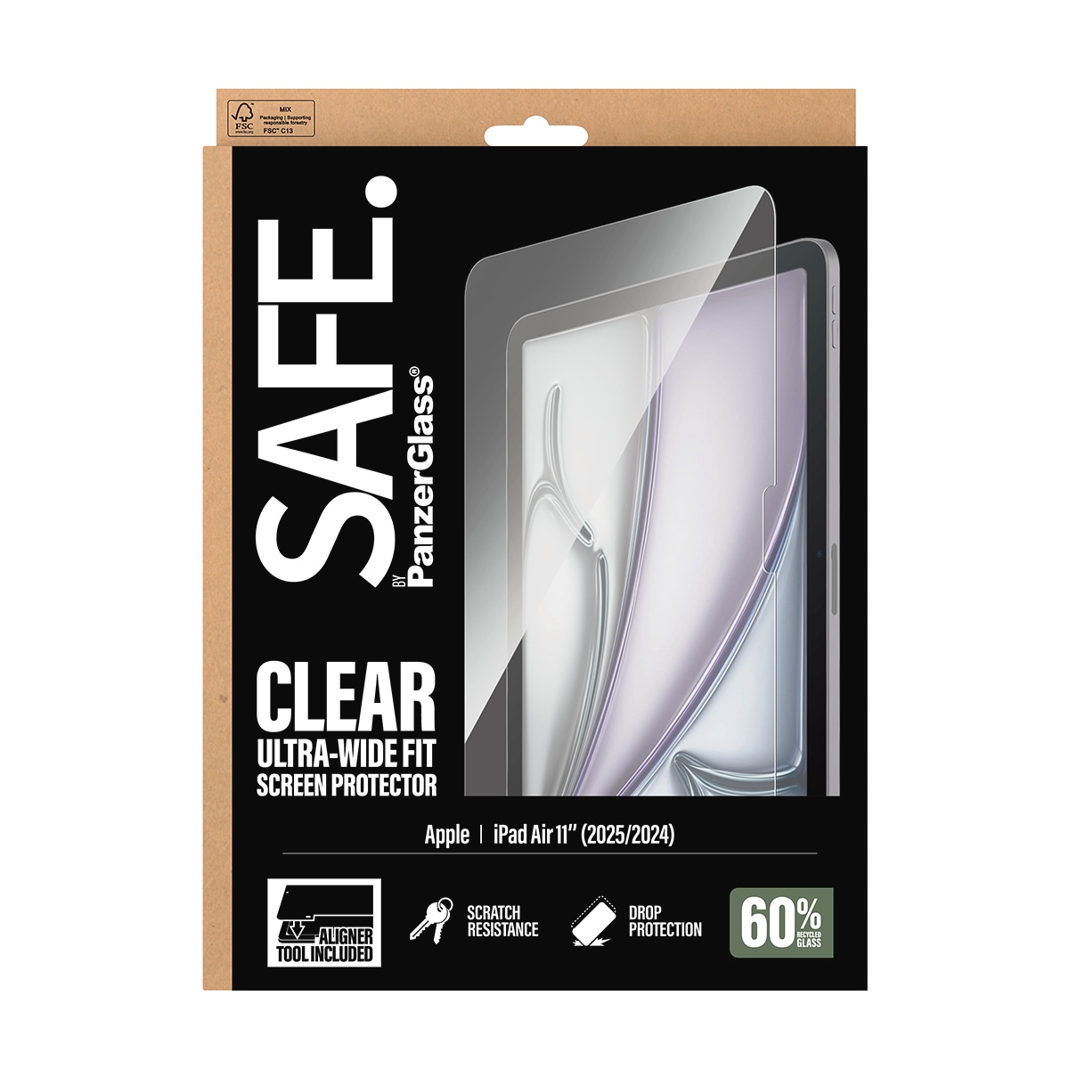 SAFE by PanzerGlass Displayschutzglas »Ultra-Wide Fit Screen Protector« für Apple iPad Air 11" (2025/2024) Displayschutzfolie, Schutzfolie, Bildschirmschutz, kratz- & stossfest