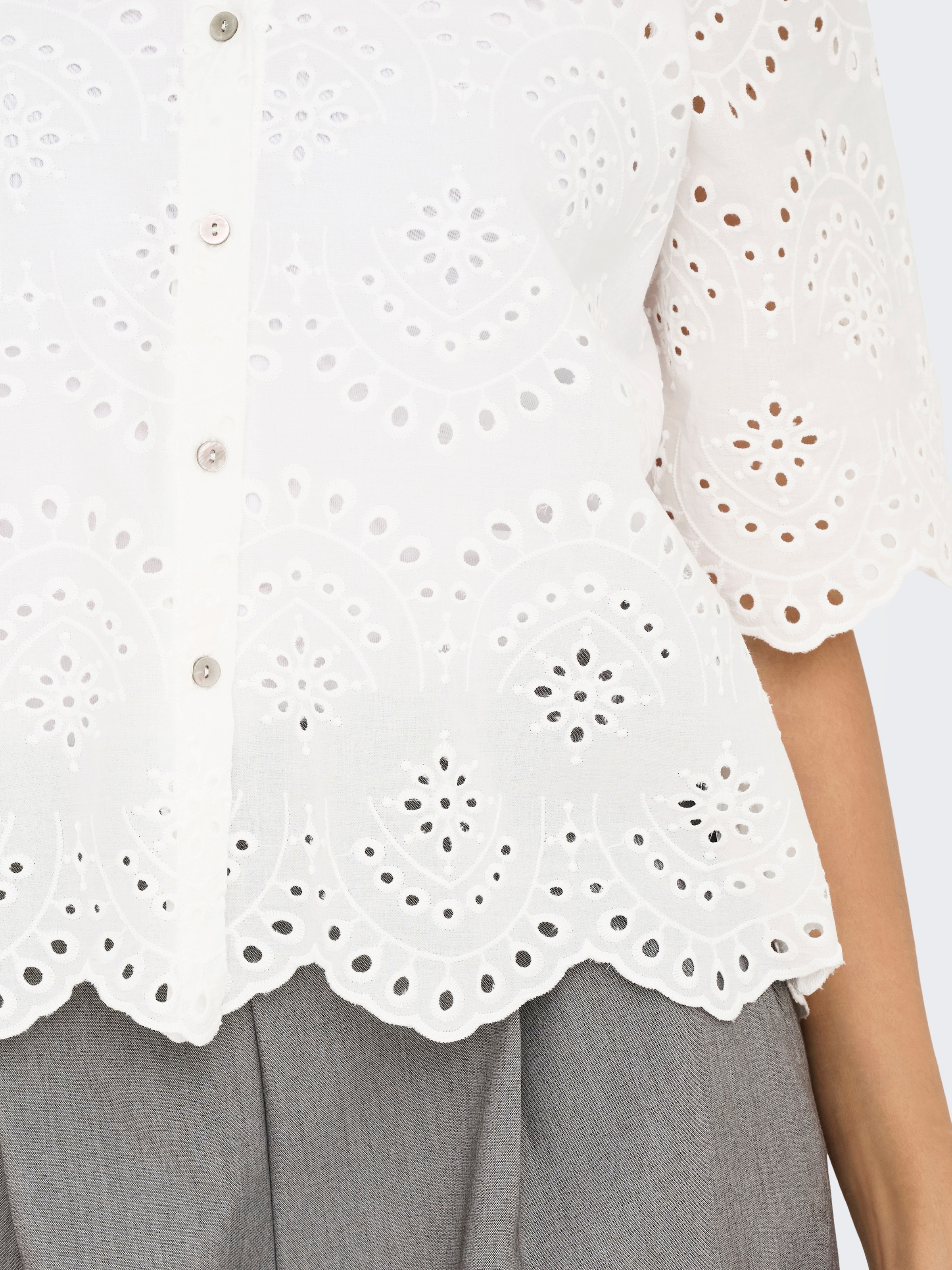 ONLY Blouse en dentelle »ONLVALAIS S/S SHIRT WVN NOOS« coton, coupe ample