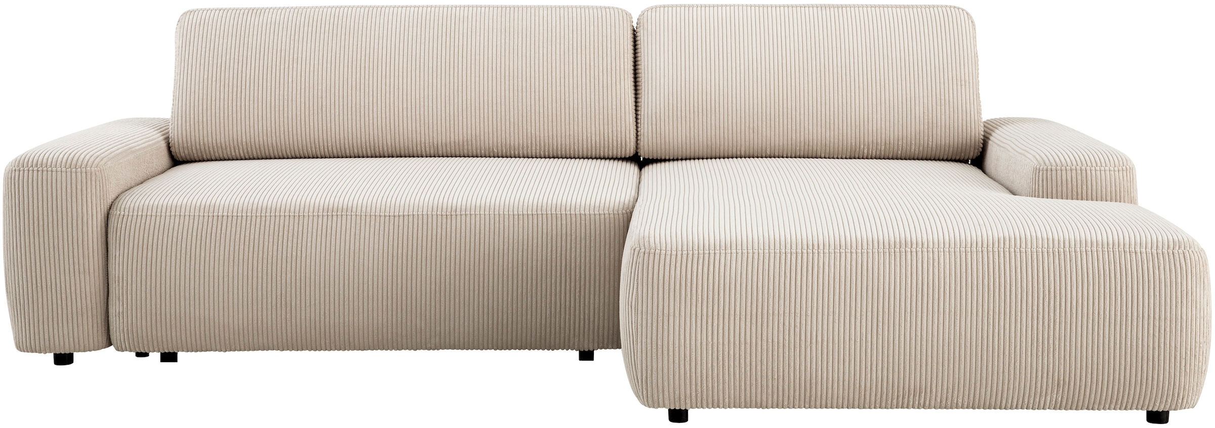 Home affaire Canapé d'angle »TORGE (264cm), Schlafsofa in Cord, Samtvelours o Struktur fein, L-Form« fonction couchage, coffre-lit, surface de couchage : 125/210 cm