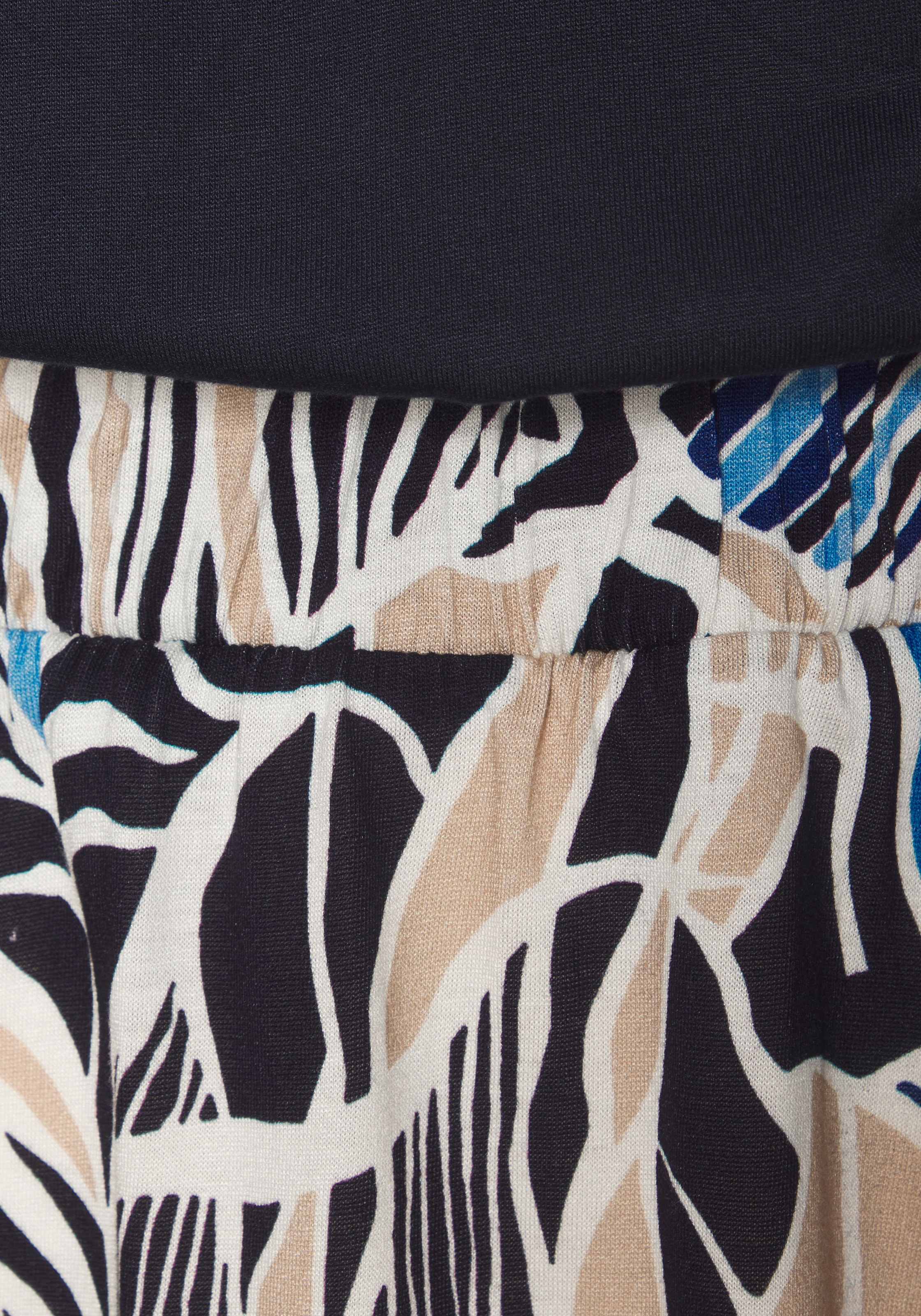 LASCANA Jerseykleid mit Paperbag-Bund und bedrucktem Rock, kurzärmliges Sommerkleid