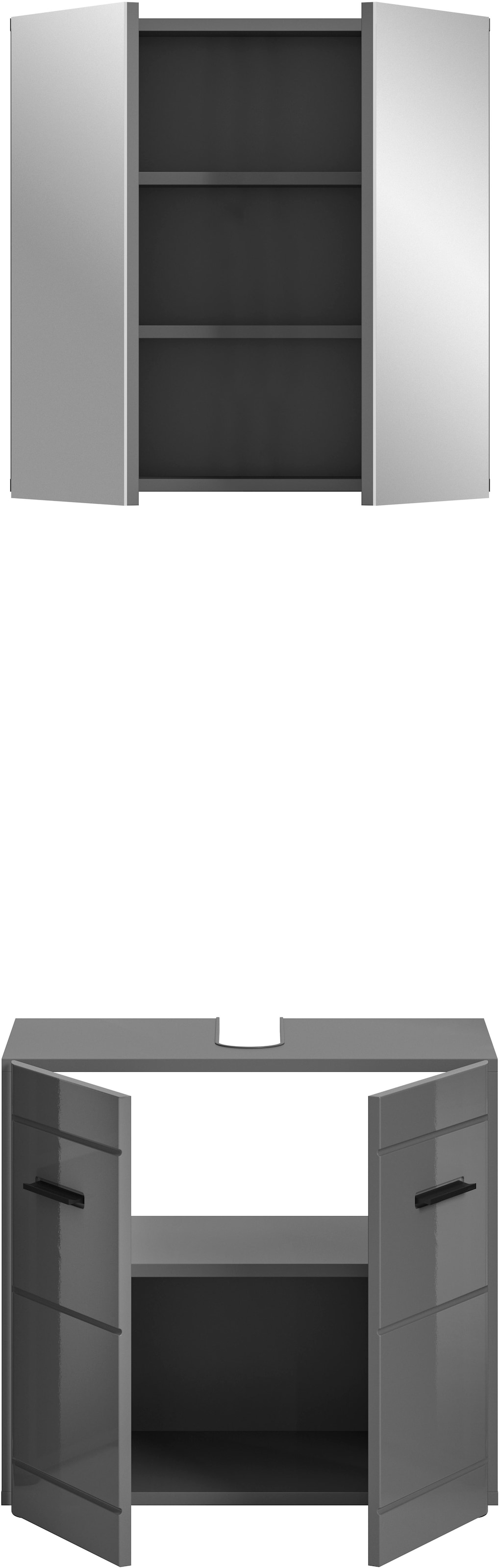 welltime Badmöbel-Set »Doux, bestehend aus: Waschbeckenunterschrank und Spiegelschrank« 2 Stk. tlg.