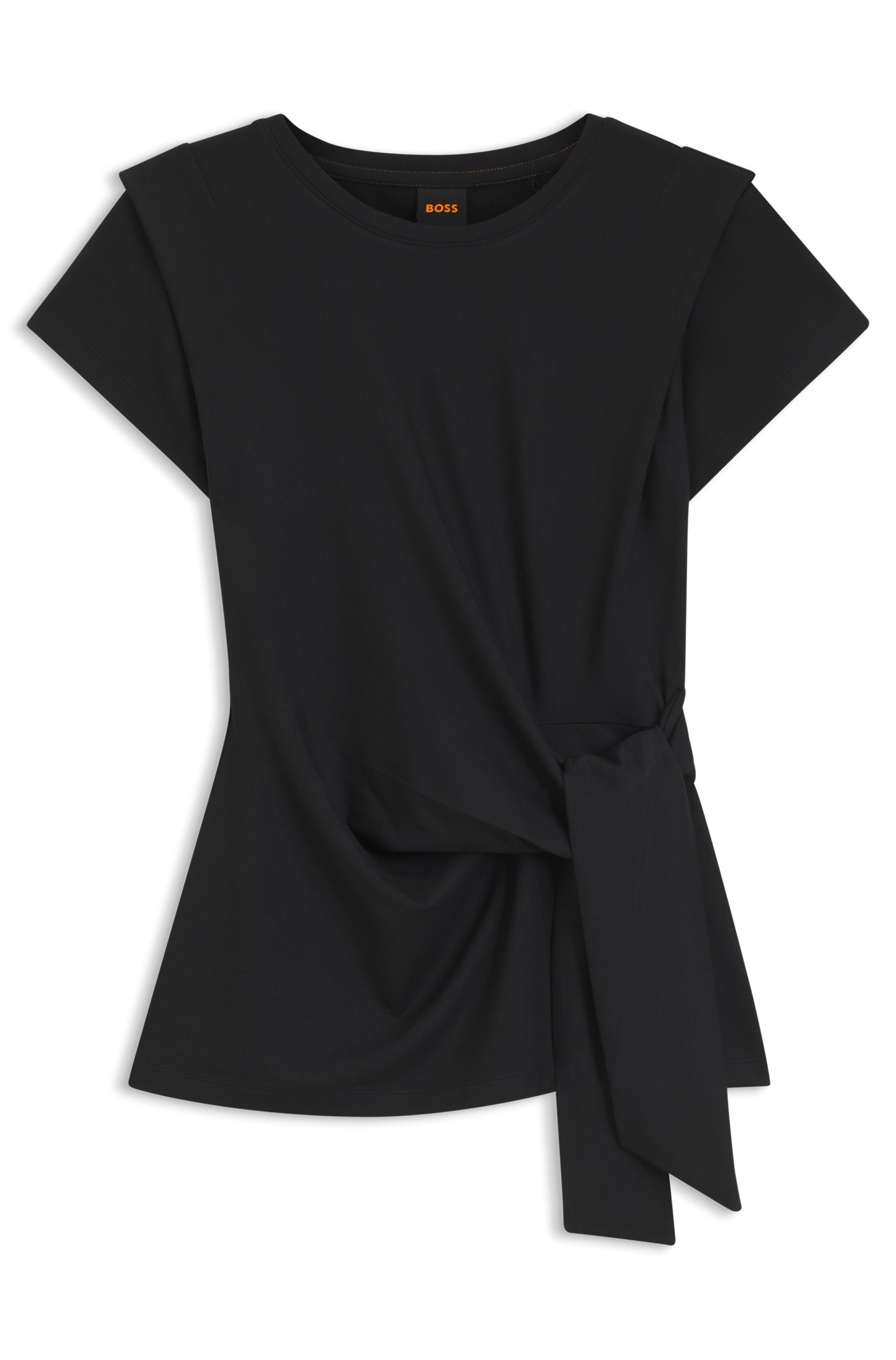 BOSS ORANGE T-shirt à manches courtes »Erlan Premium Damenmode« avec détail de nœud, près du corps