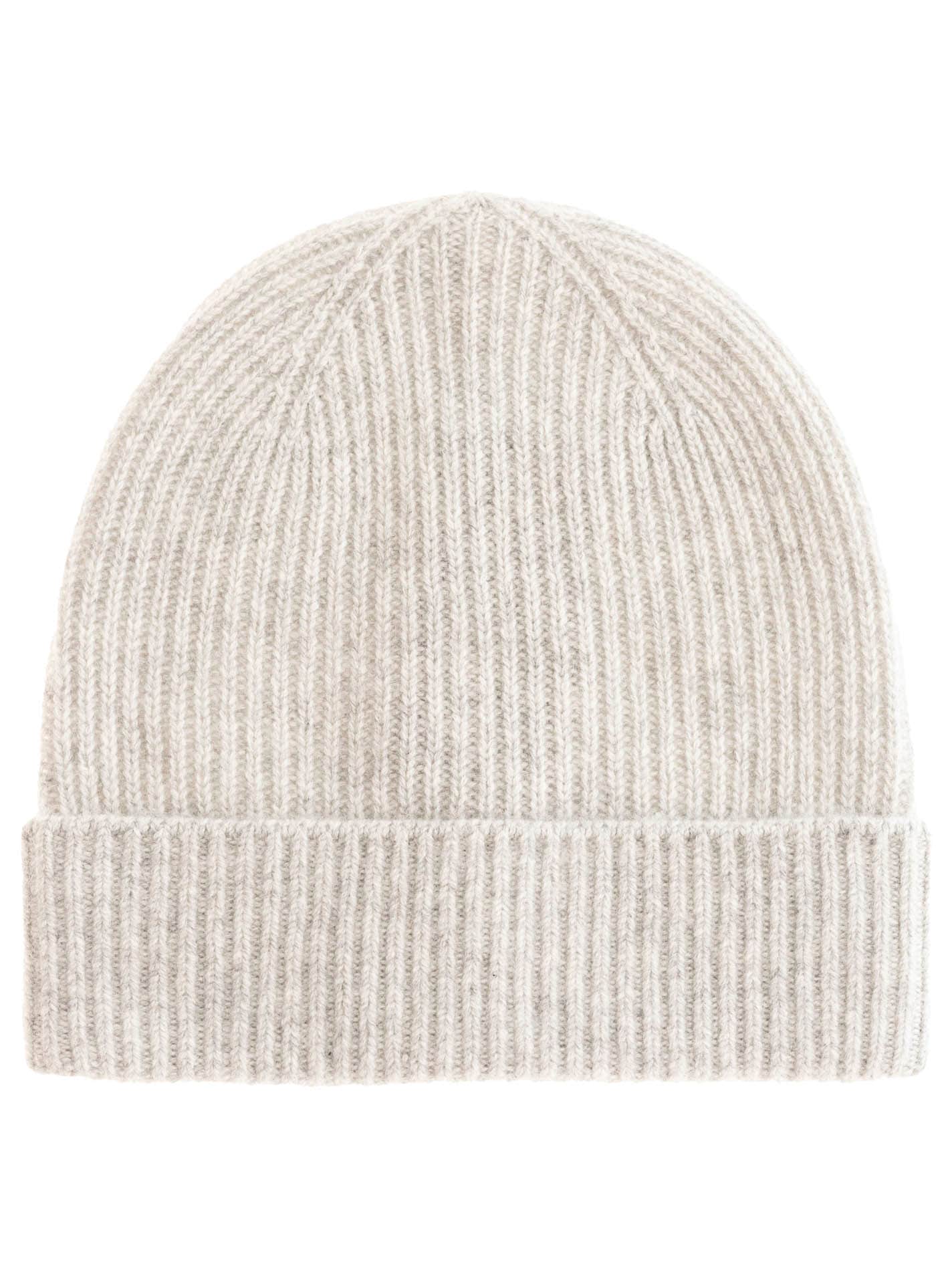 Zwillingsherz Beanie Feinripp, breiter Umschlag, Wolle