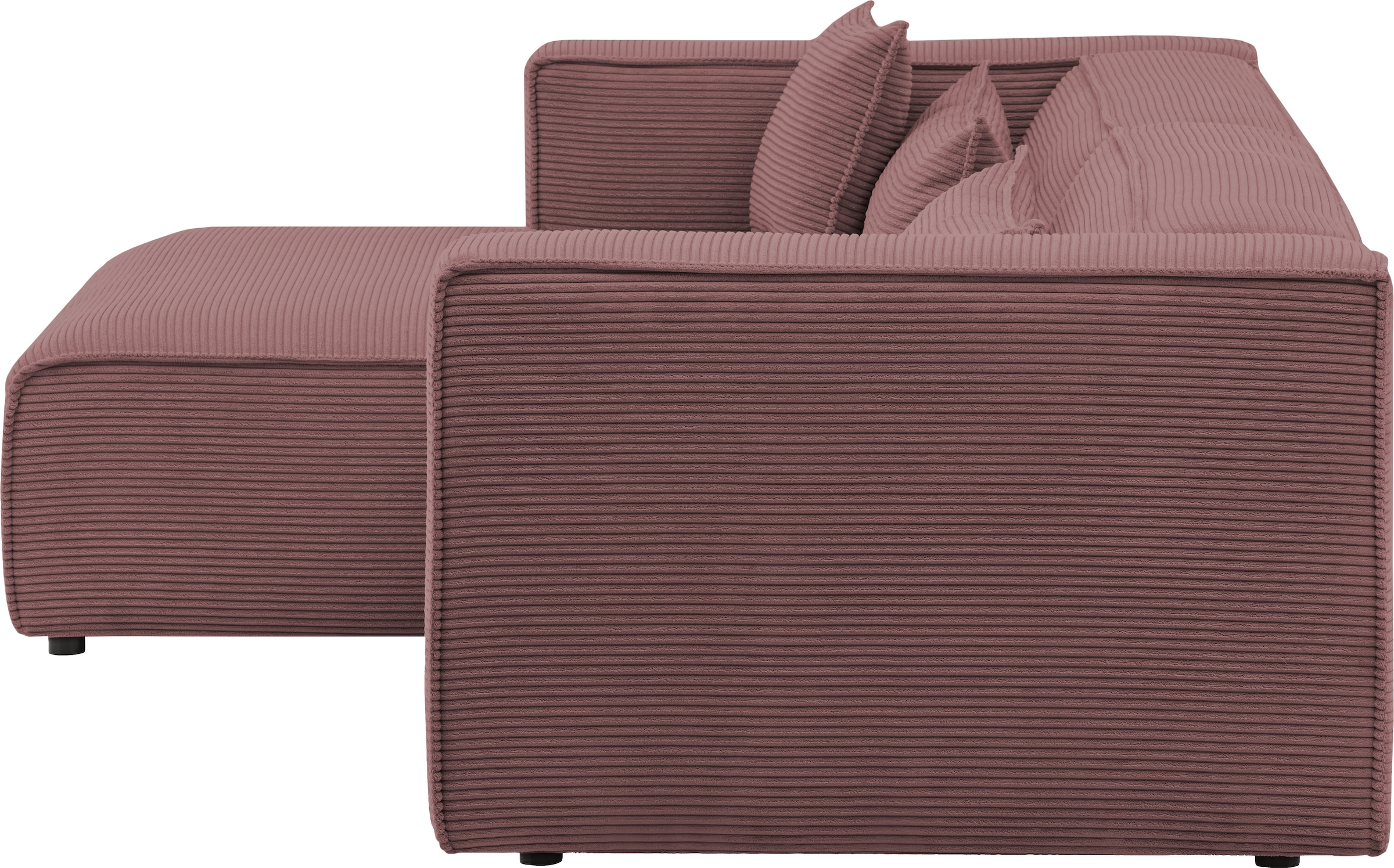 LeGer Home by Lena Gercke Ecksofa »PIARA Cord mit Kedernaht L-Form« wahlweise Ottomane rechts/links, schwarze Füsse, bequemer Sitzkomfort