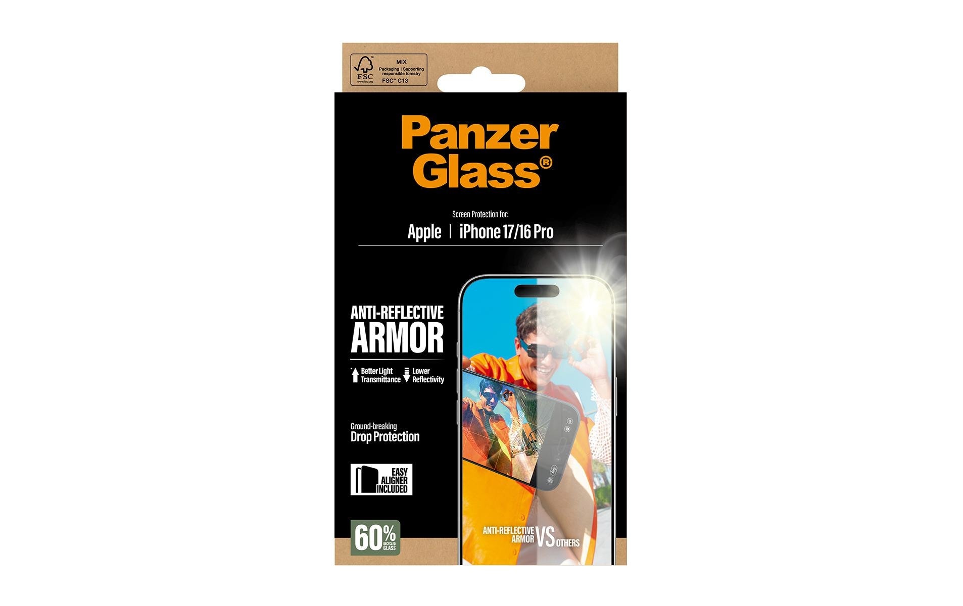 PanzerGlass Displayschutzfolie »Anti-Reflective Armor Screen Protector« für Apple iPhone 17;Apple iPhone 16 Pro Displayschutzfolie, Schutzfolie, Bildschirmschutz, kratz- & stossfest