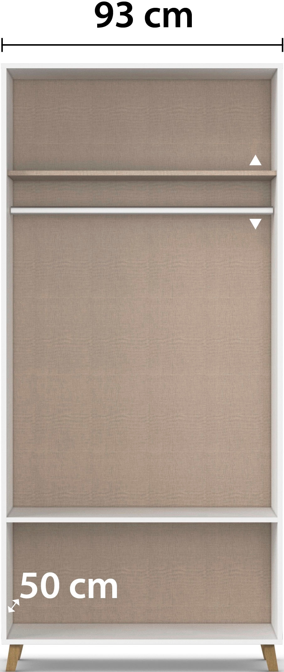 rauch 1100000002199 »Kleiderschrank Schrank Garderobe SHINJO Breiten 93/140/187 cm« in 3 verschiedenen Ausstattungen BASIC/CLASSIC/PREMIUM,  Griffe und Füsse aus Massivholz mit 2 Schubladen MADE IN GERMANY