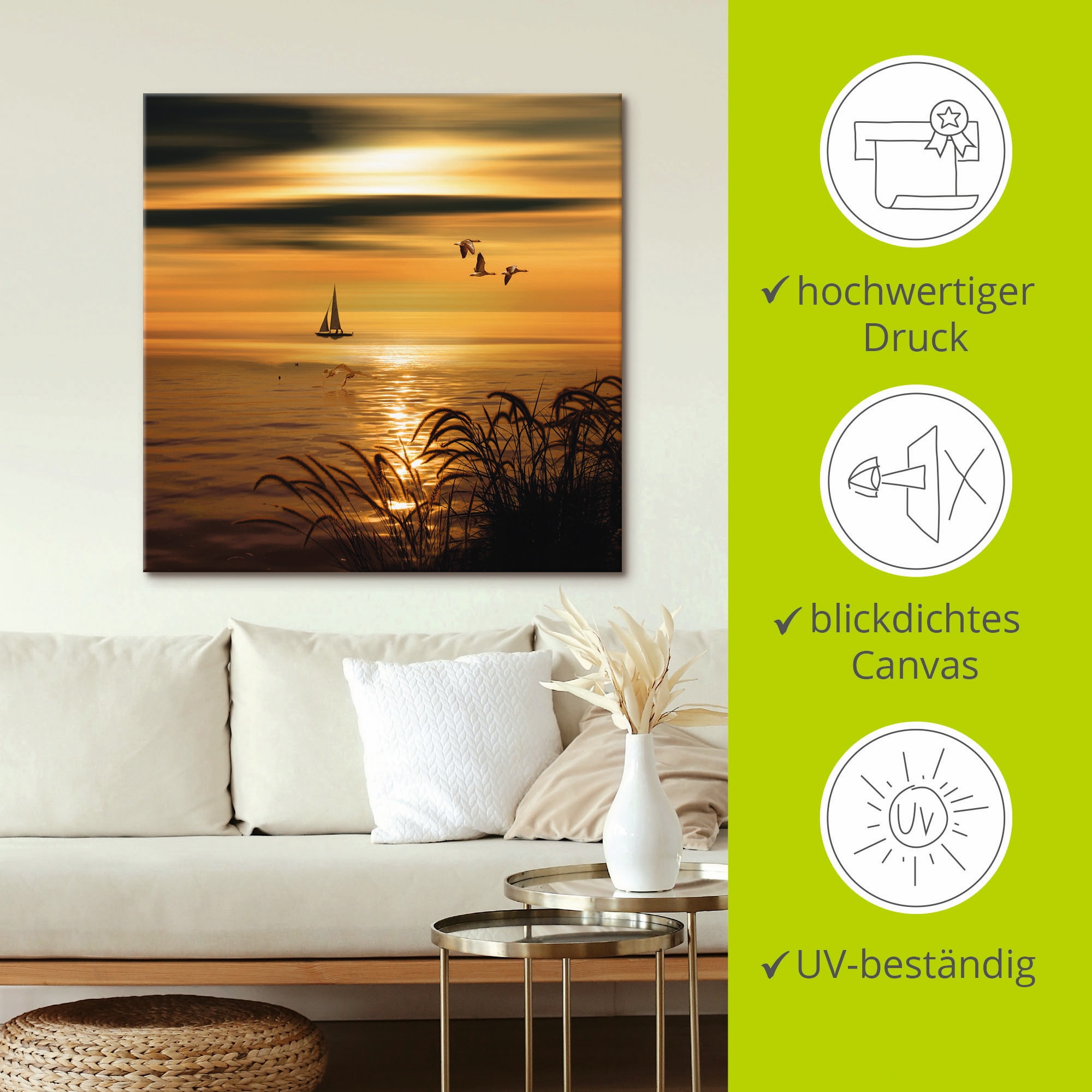 Artland Tableau sur toile »Goldene See Impressionen« Plans d'eau 1 cuis tlg. tendu sur cadre en bois