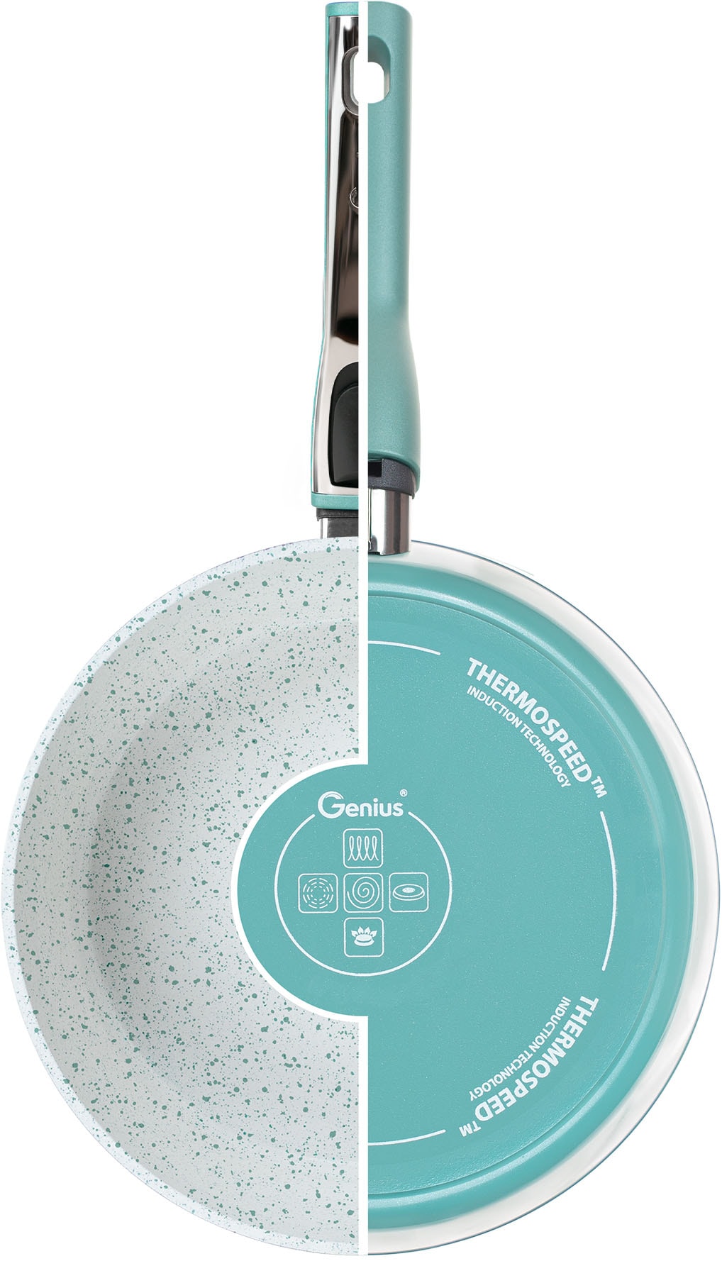 Genius Pfannen-Set »Cerafit Revolution Ø 24 cm 28 cm« Keramik Set, 6 Stk. tlg. inkl. Glasdeckel und 2x Clia Genie Schwamm