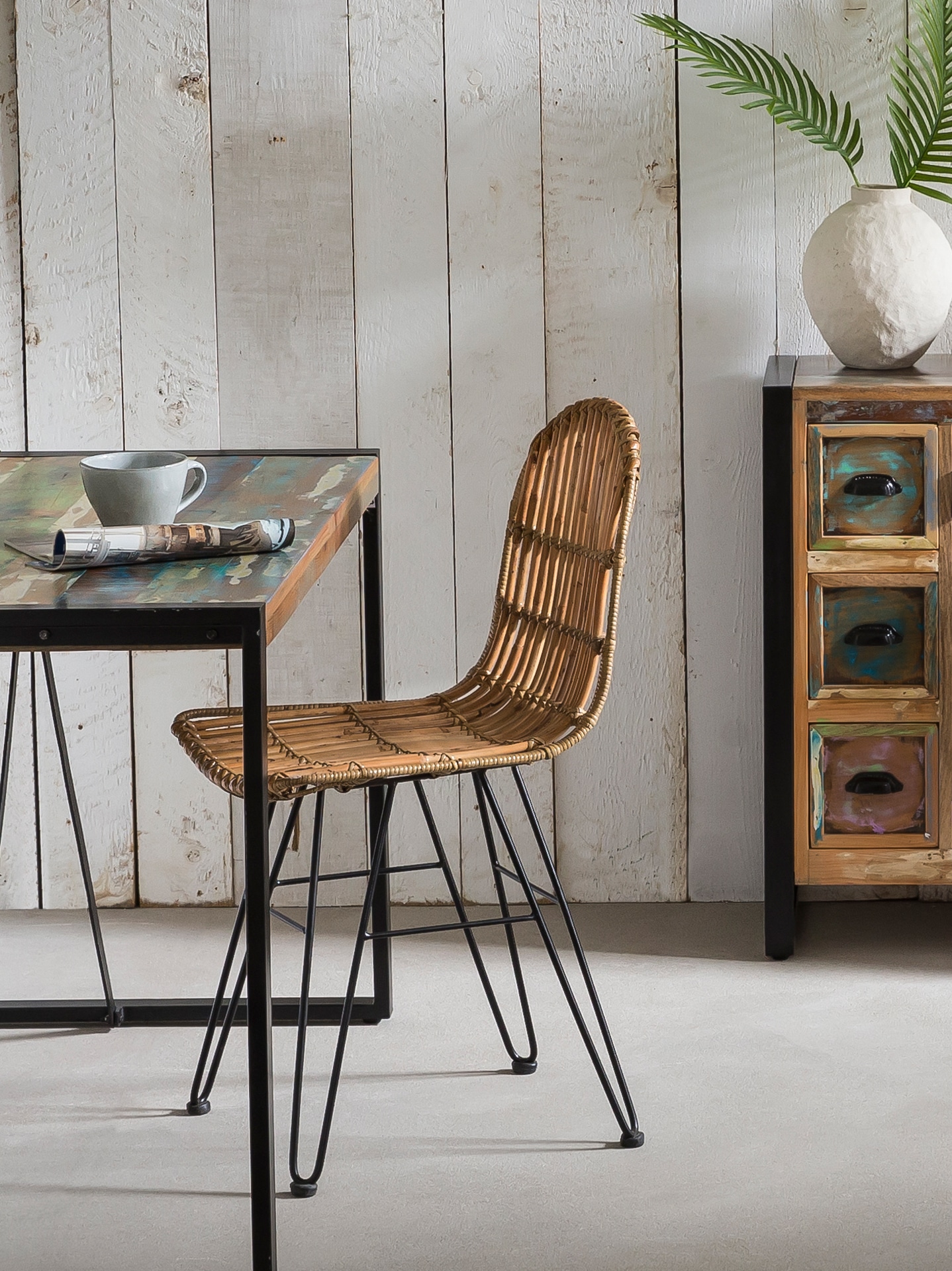 SIT Chaise en rotin () motif chevrons dans le dos