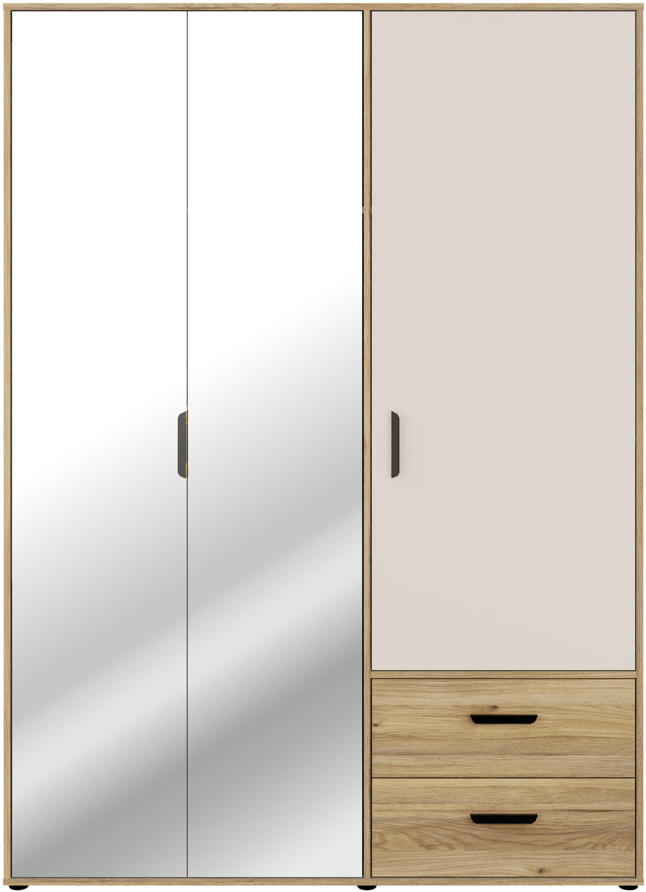 FORTE Drehtürenschrank »Schrank mit Spiegel, zeitloses Design, 3türig« viel Stauraum, Schubladen, Spiegeltürenm Höhe 200 cm