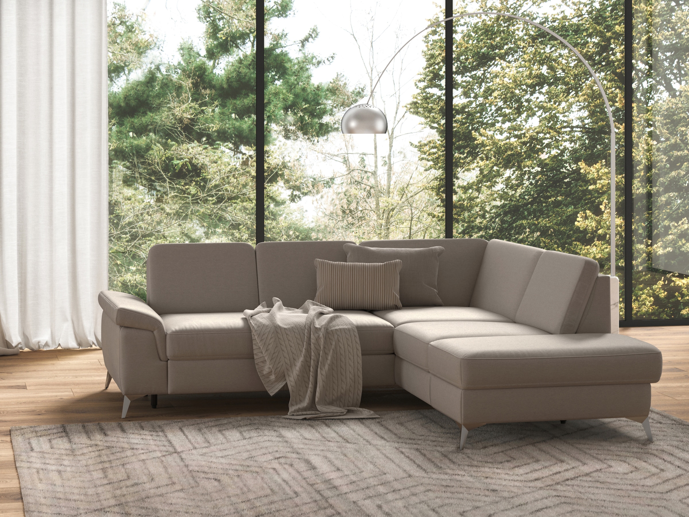 sit&more Canapé d'angle »Padua L-Form« inklusive Sitztiefenverstellung, Armteilfunktion und Federkern