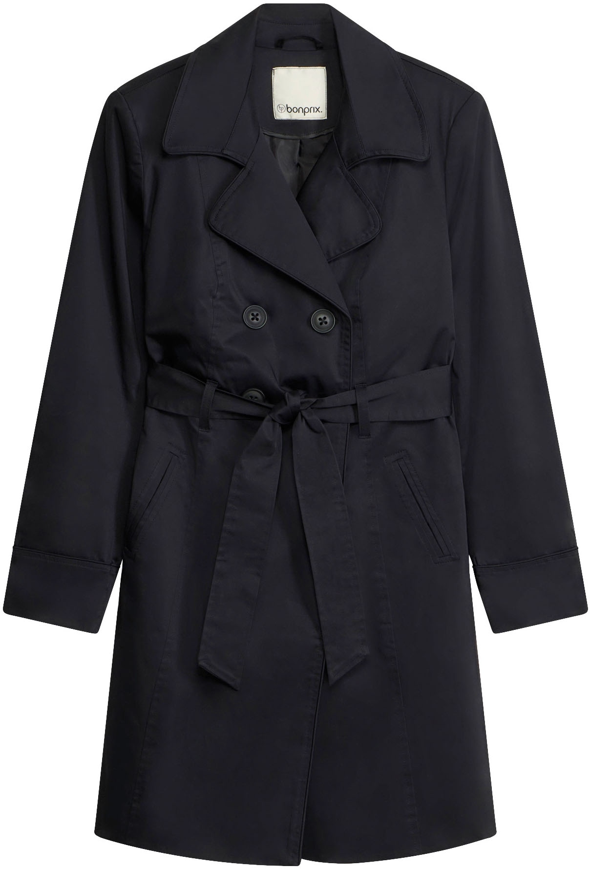 bonprix Trenchcoat mit abnehmbarem Bindegürtel, 2-Reiher