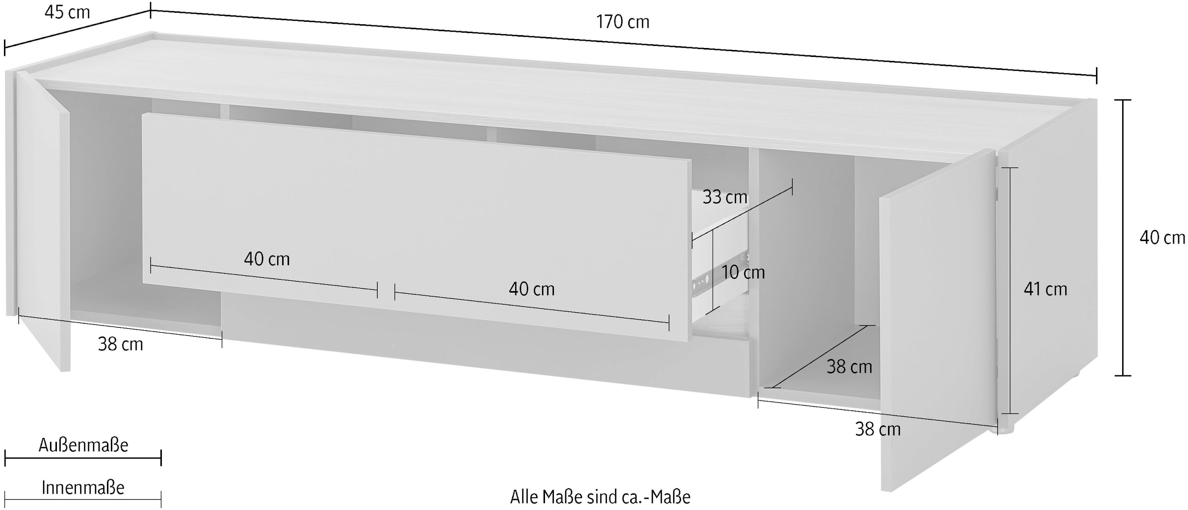 Home affaire Lowboard »City/Giron, moderner TV-Schrank, Kommode, TV-Unterschrank« zeitlos, modern, ausreichend Stauraum, vielseitig einsetzbar