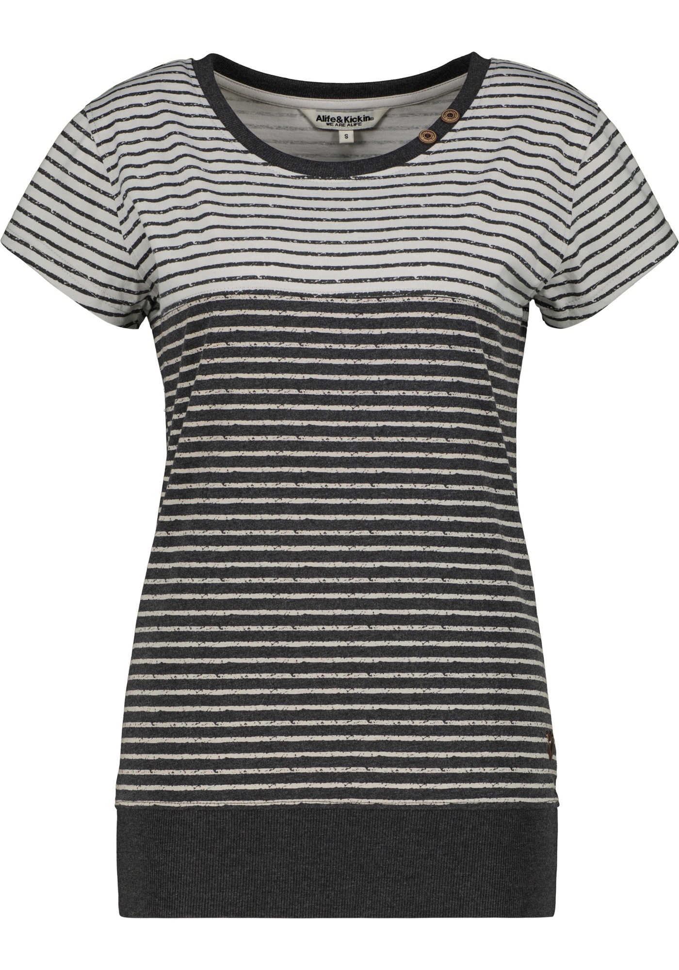 Alife & Kickin Shirt à col rond »CosmaAK B« T-shirt basique polyvalent avec rayures et ourlet large
