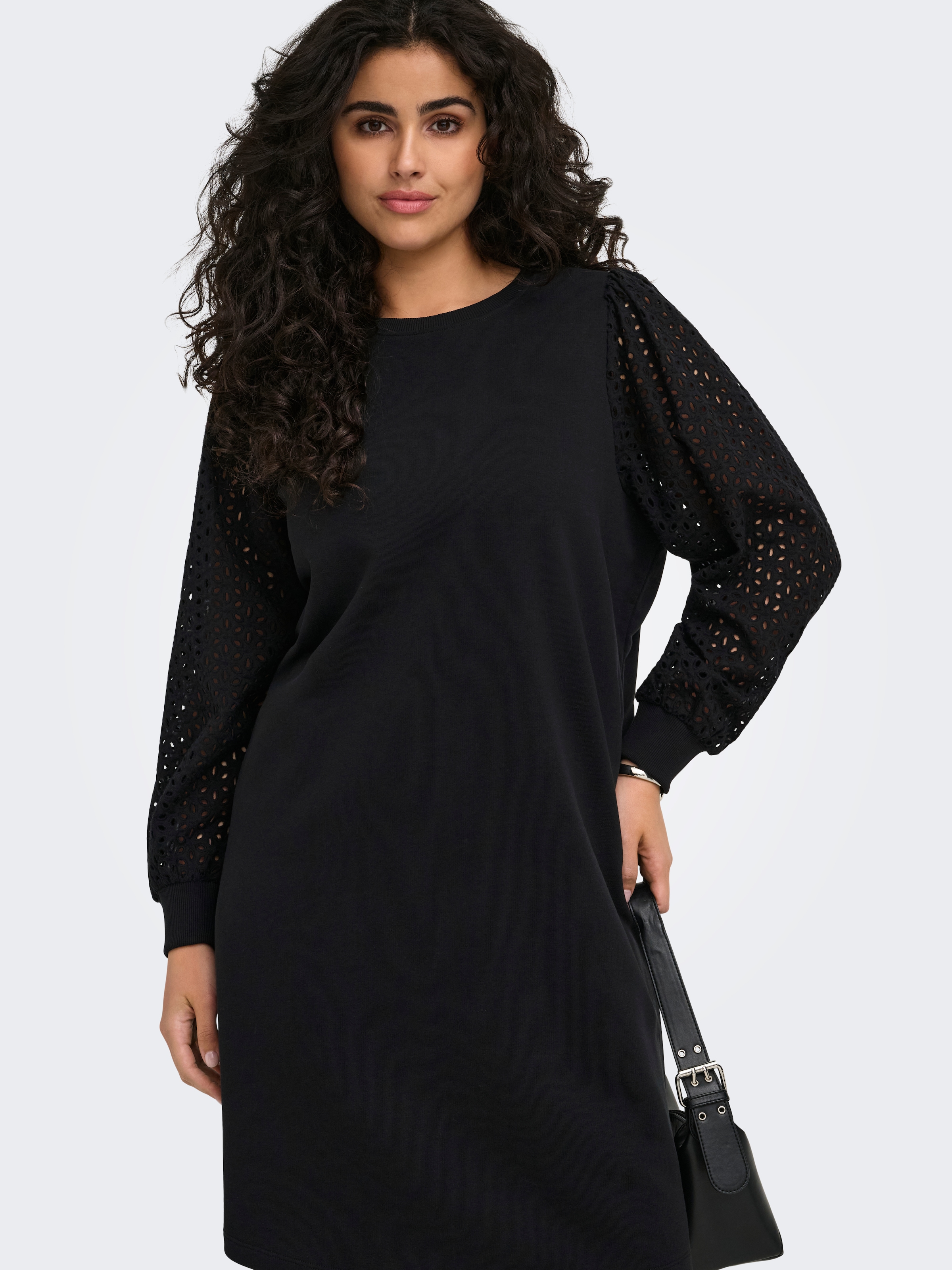 ONLY CARMAKOMA Robe midi »CARDONNA L/S MIX O-NECK MIDI DRESS JRS« mélange de coton