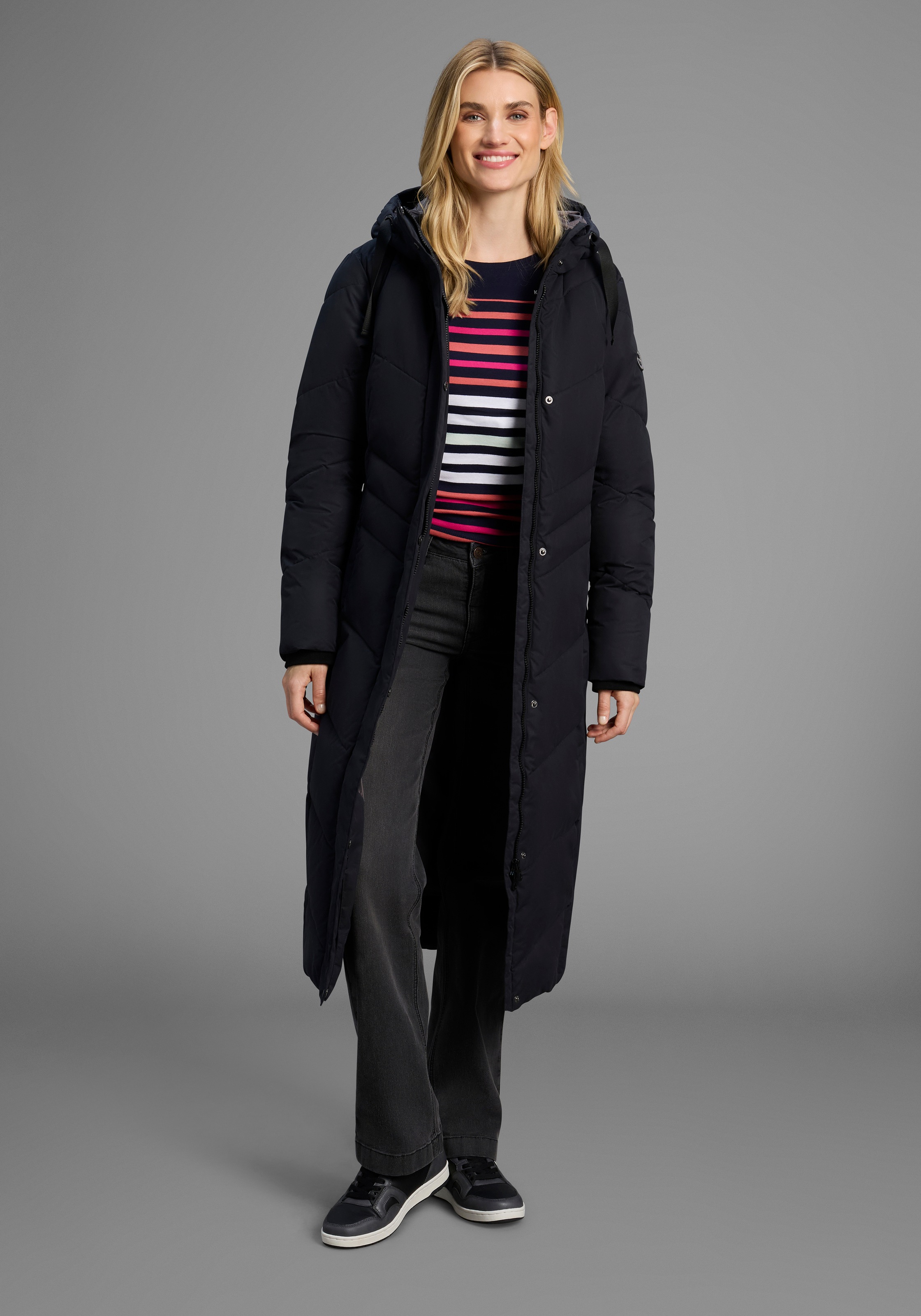 KangaROOS Manteau matelassé Langer Wintermantel mit seitlichen Knöpfen und Kapuze