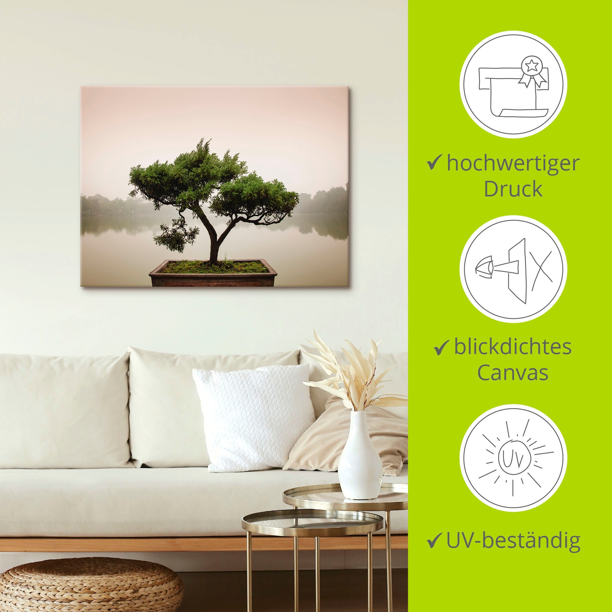 Artland Wandbild »Chinesischer Bonsaibaum« Bäume 1 Stk. tlg. auf Holzrahmen gespannt