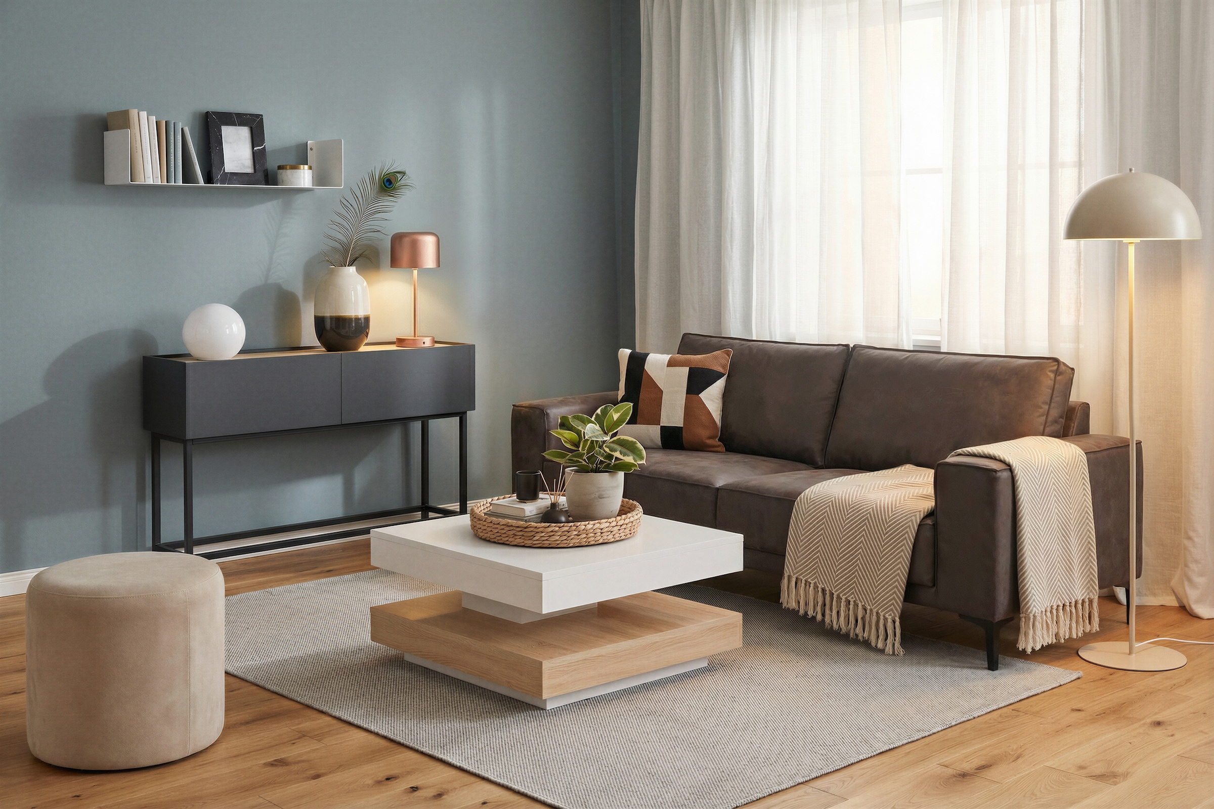 GOODproduct 3-places »OLAND Luxus-Microfaser, Sofa, B: 224 cm, Skandi-Design« structure, tissu plat, microfibre de luxe, bouclé