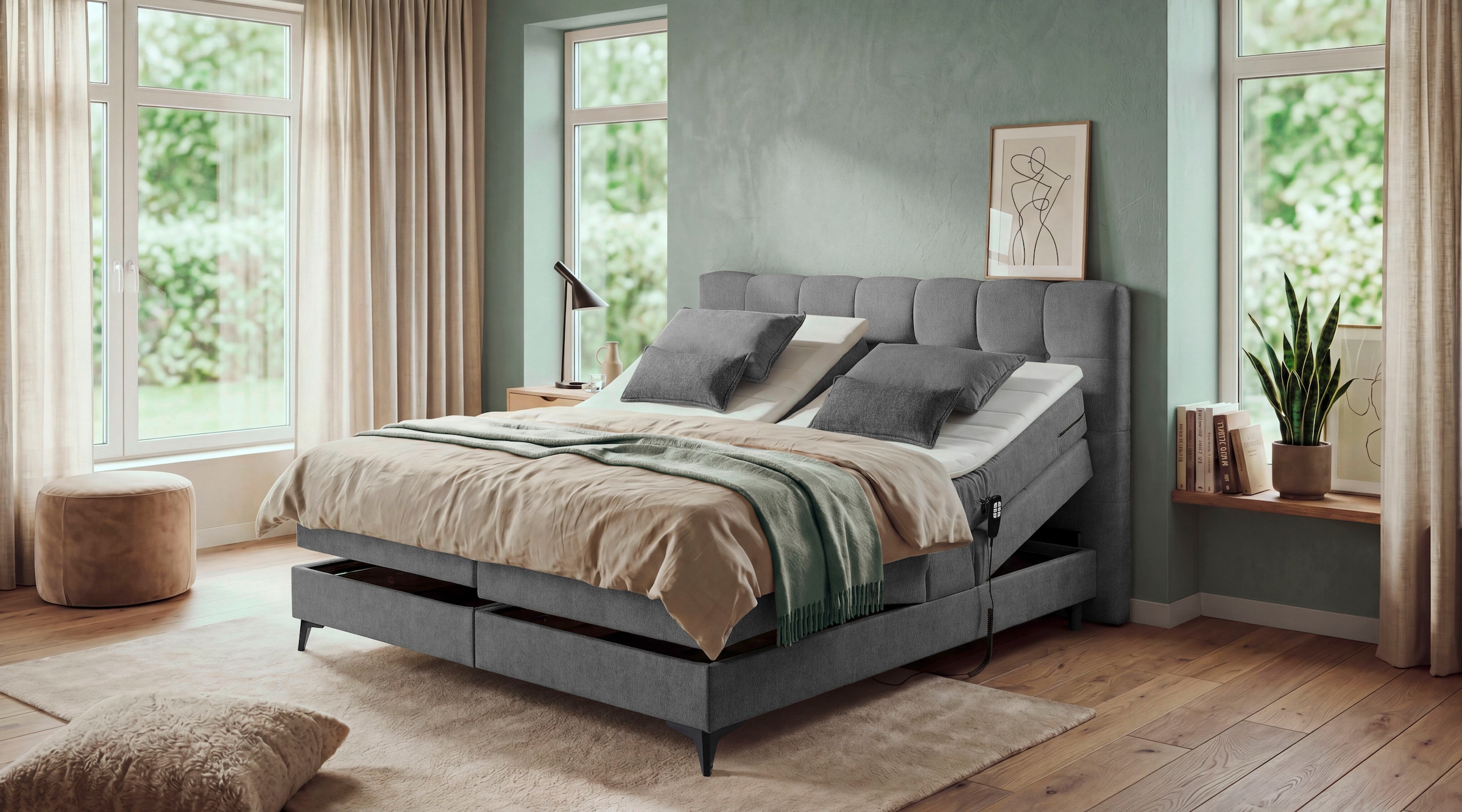 ED EXCITING DESIGN Boxspringbett »Atlas 180x200cm, elektrisch verstellbar« inkl. Topper, 7 Zonen Matratze, elektrisch verstellbar