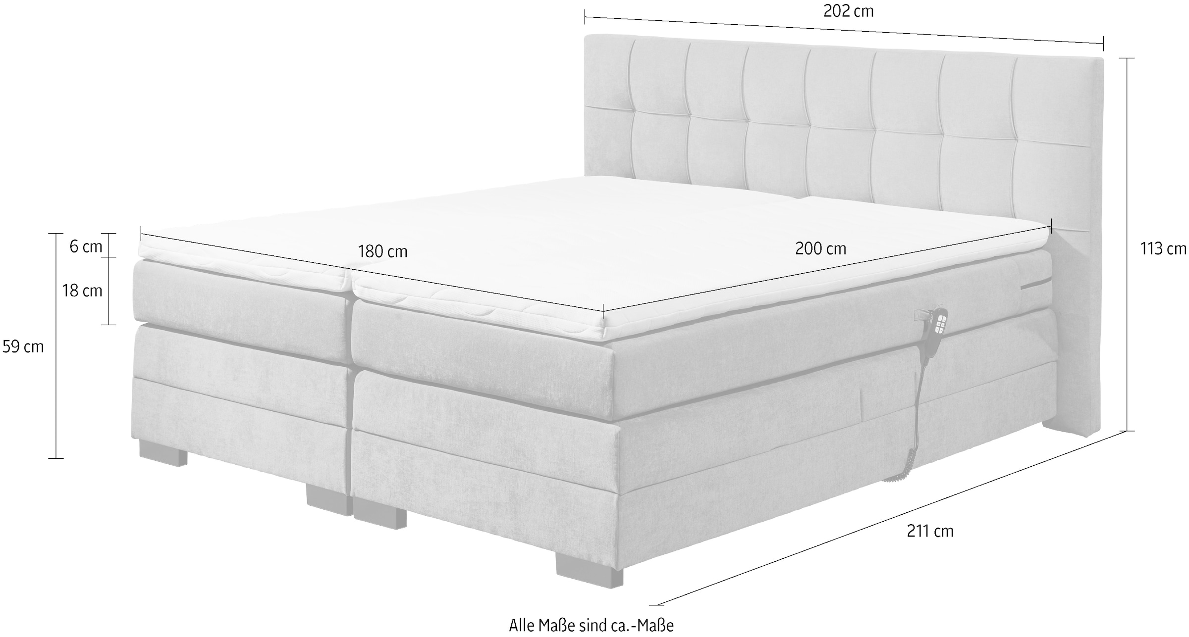 ED EXCITING DESIGN Lit boxspring »Talena« inkl. Motor und Topper