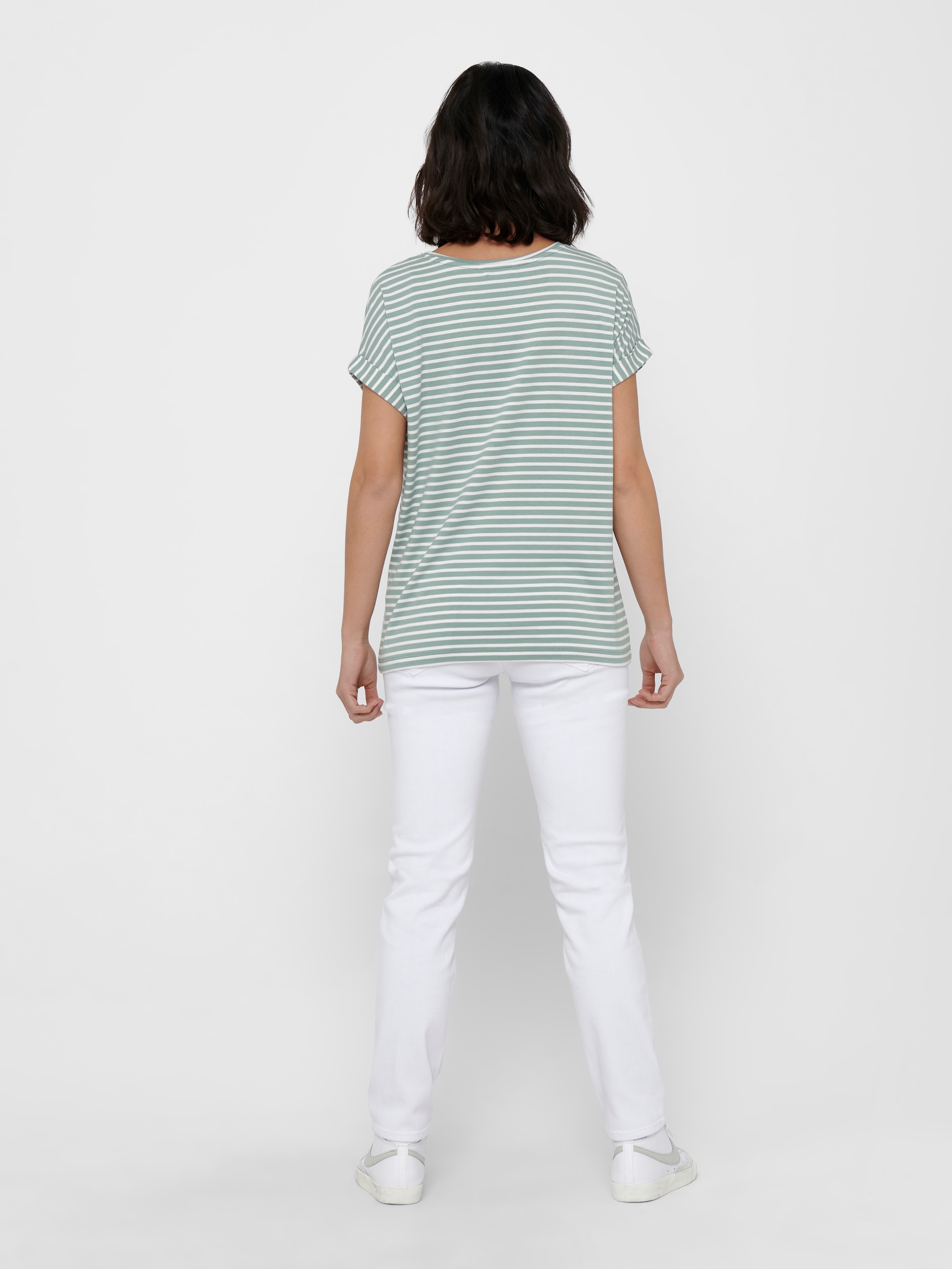 ONLY Kurzarmshirt »ONLMOSTER STRIPE S/S O-NECK TOP JRS NOOS« gestreift, lässig geschnitten, Jersey, Rundhals, Viskosemischung