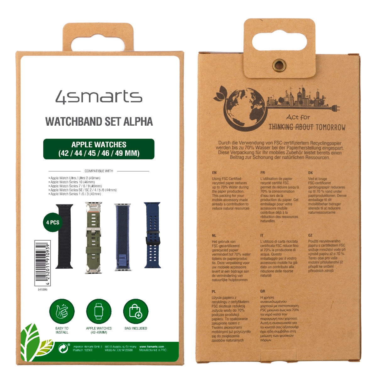 4smarts Wechselarmband »Watchband Set Alpha für Apple Watches 42 - 49 mm« Inklusive praktischer Tasche