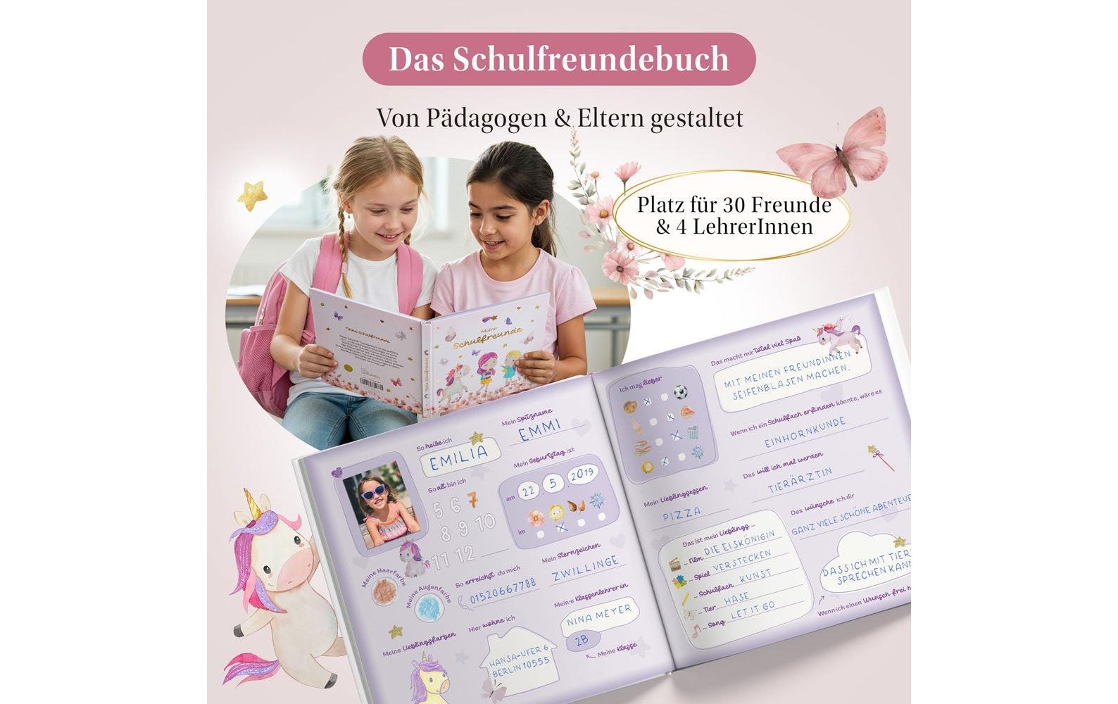   Tagebuch »Eulentaler Einhorn, 21 x 21 cm« Erinnerungsbuch für die Schulzeit