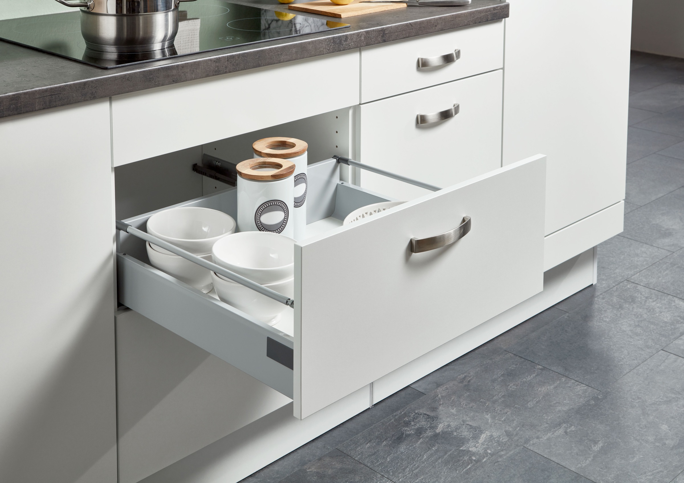 KOCHSTATION Kitchenette »KS-Lucy« Largeur 360 cm, fermeture douce, accessoires inclus, avec ou sans appareils électriques