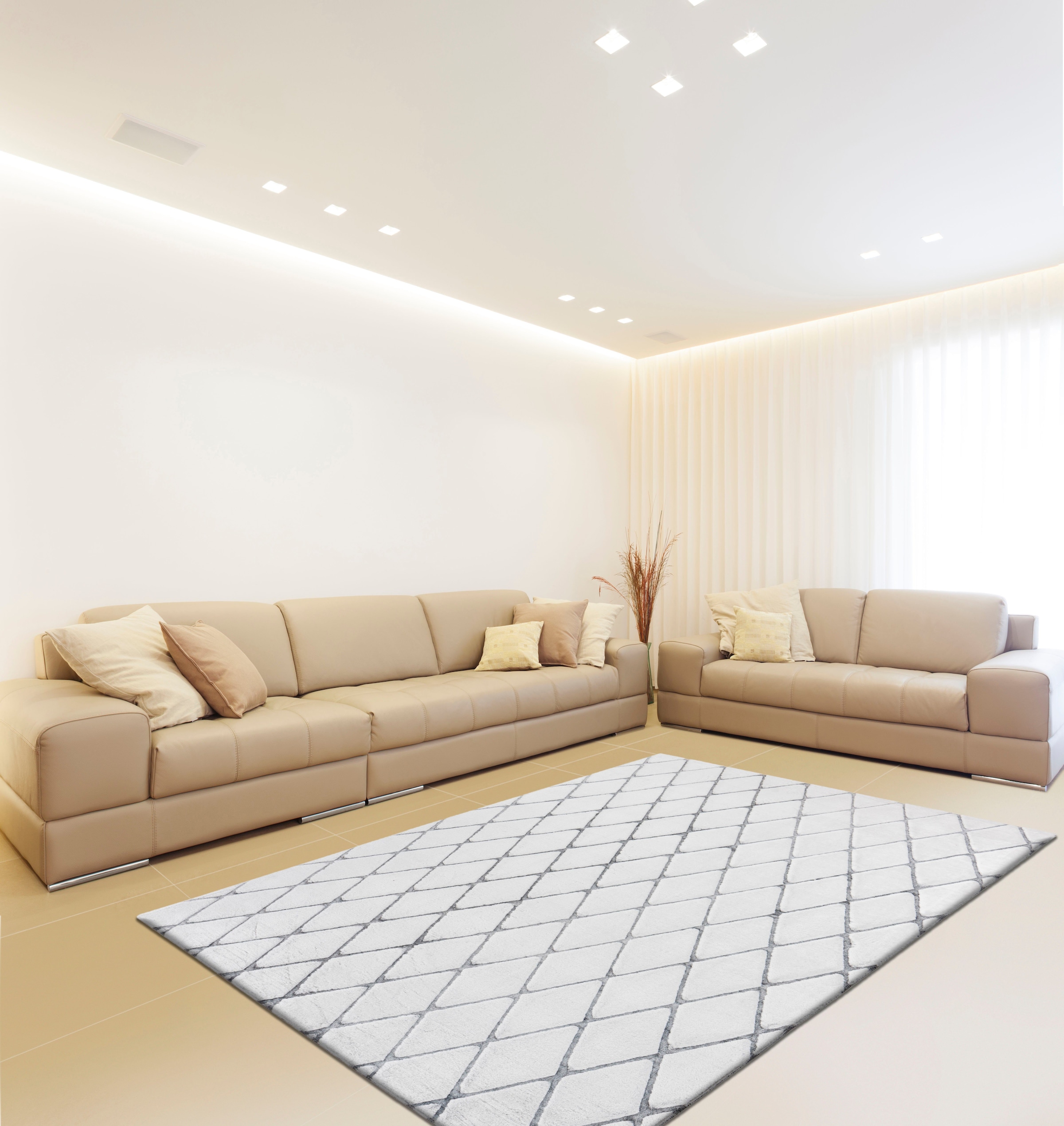 calo-deluxe Tapis »Jardan-2000« Rectangulaire 20 mm Höhe besonders weich durch Microfaser, Rauten-Design