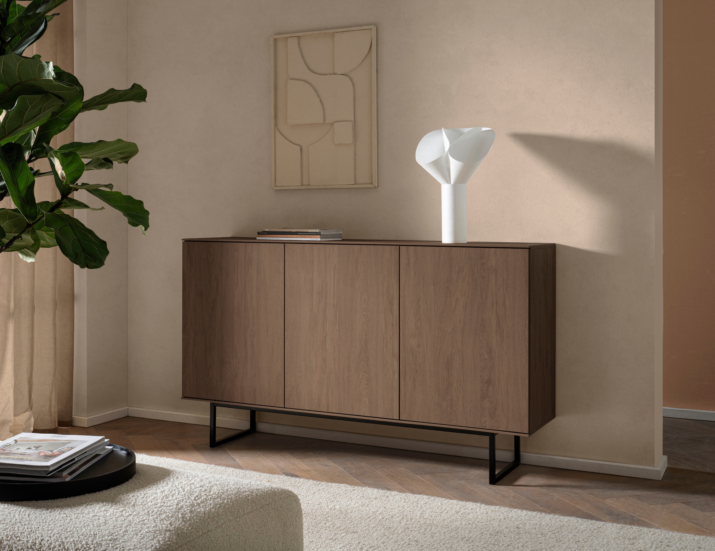 Home affaire Buffet »Lund, moderner Schrank, Kommode mit Kufengestell« surface supérieure visuellement fine, aspect haut de gamme, espace de rangement suffisant