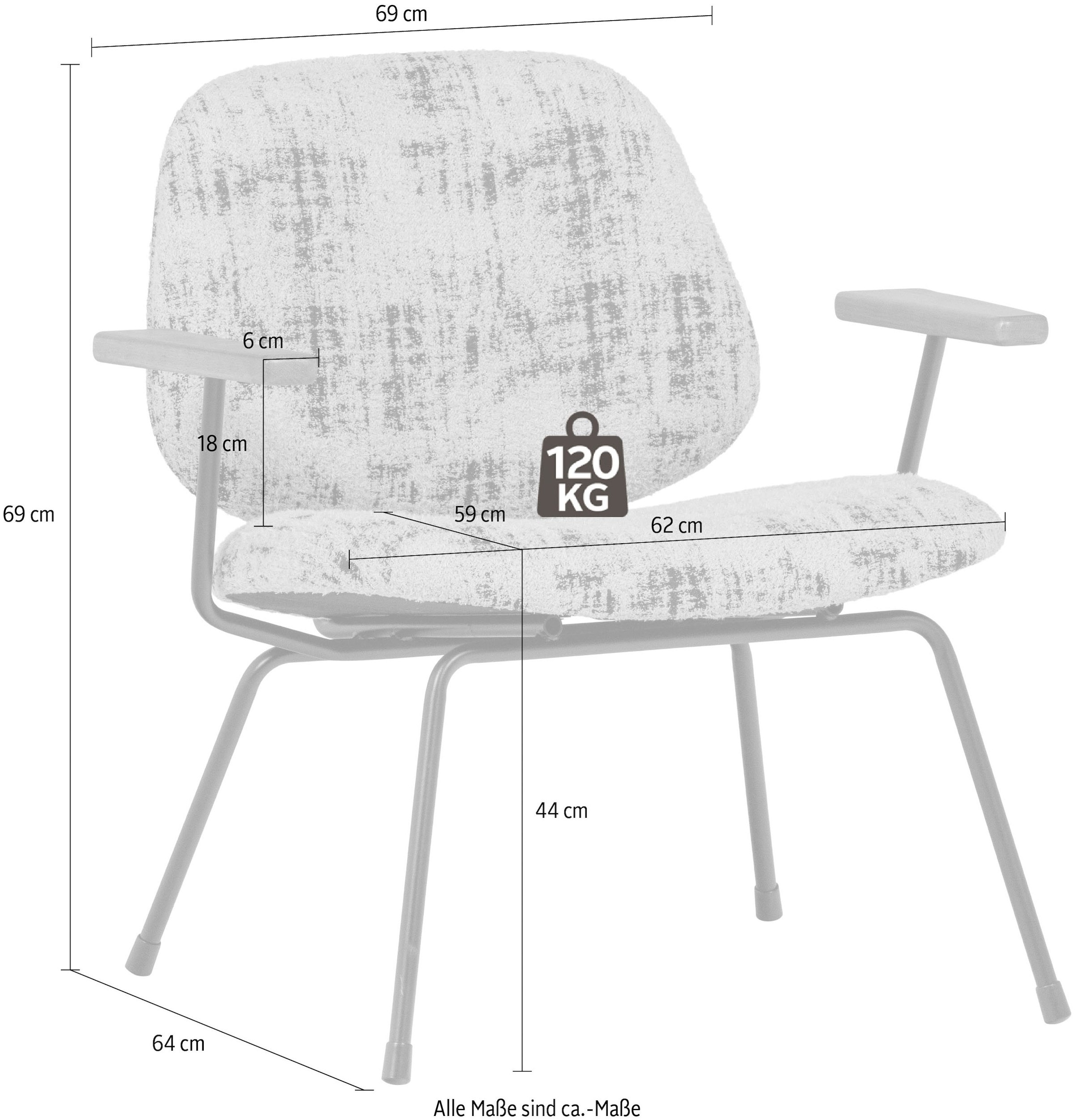 WOOOD Fauteuil lounge »Aure mit Olly-Gewebtem Bezug und Armlehnen B 69 x T 64 x H 69 cm« très haute résistance à l'usure, capacité de charge 120 kg, motif irrégulier