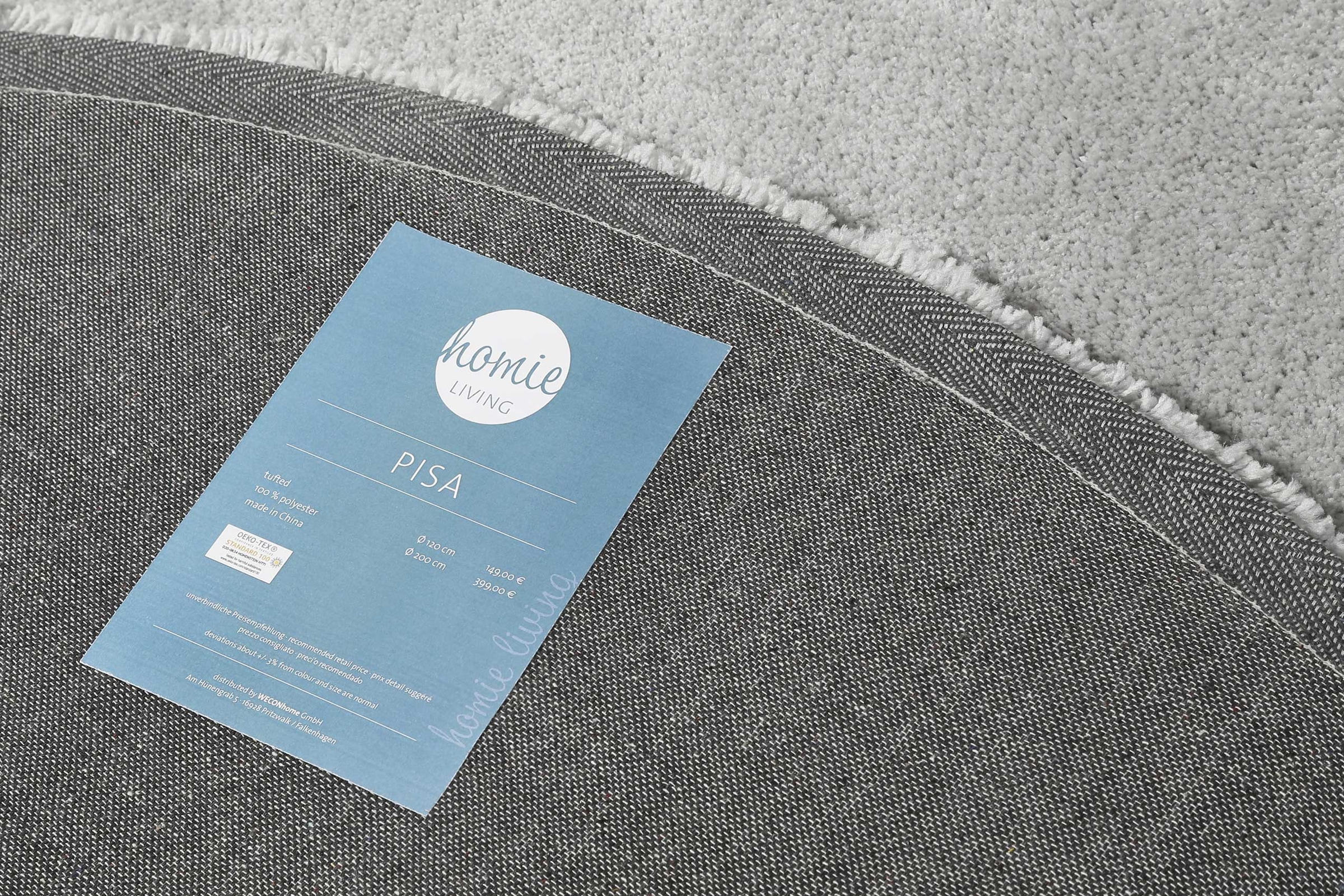 Homie Living Teppich »Pisa« rund 25 mm Höhe Hochflor, Microfaser, uni, weich, Shaggy, Wohnzimmer, Schlafzimmer