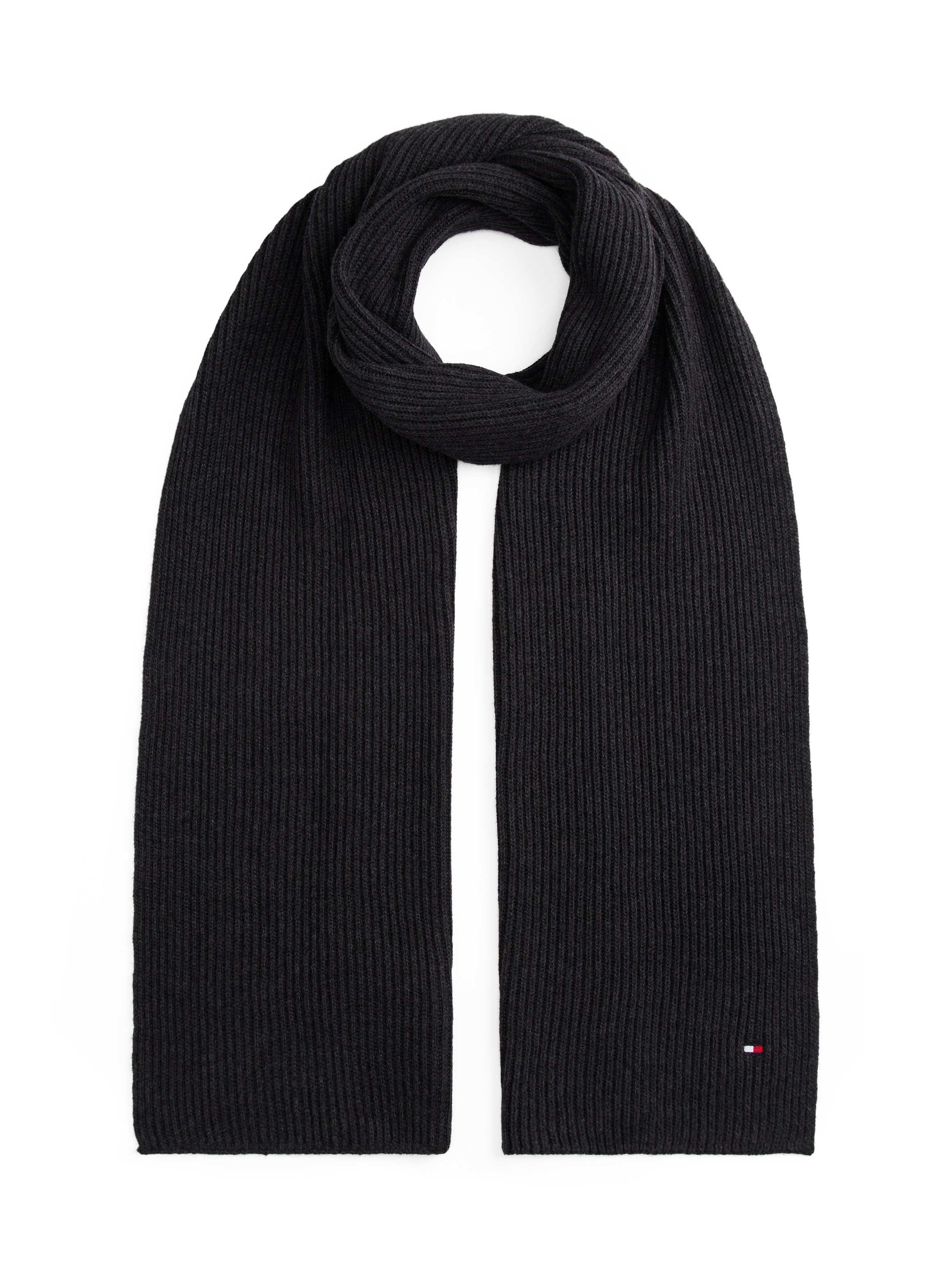 Tommy Hilfiger Strickschal »TH FLAG PIMA COTTON CASH SCARF« mit Logostickerei, mit Kaschmiranteil Unisex