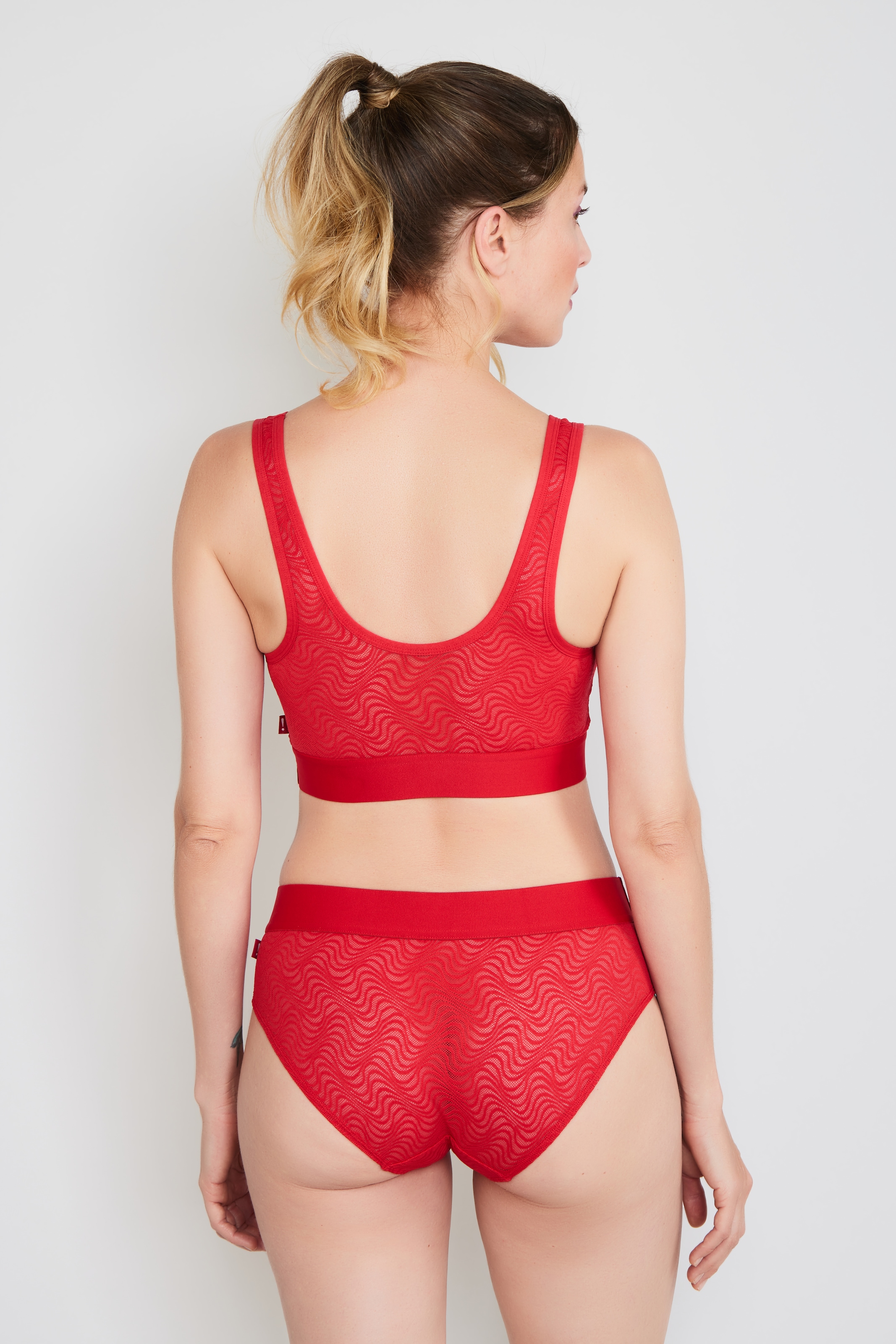 JOOP! Jeans Bustier Rundhalsausschnitt, elastisch, Jacquard-Spitze