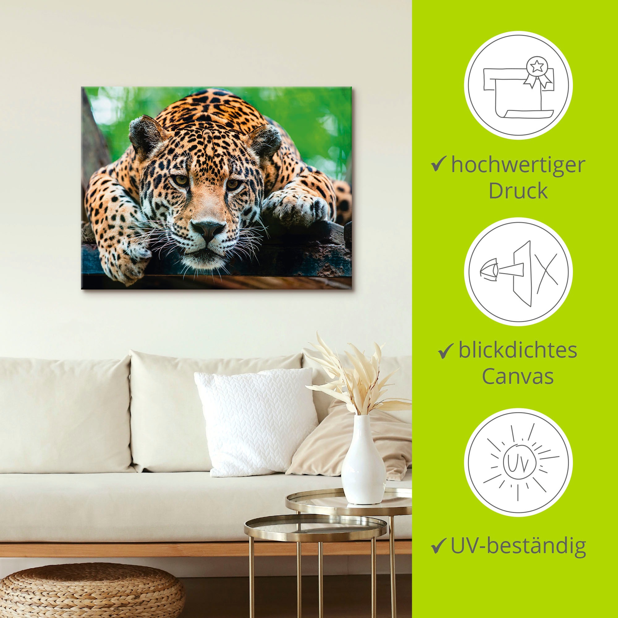 Artland Leinwandbild »Südamerikanischer Jaguar« Wildtiere 1 Stk. tlg. auf Holzrahmen gespannt