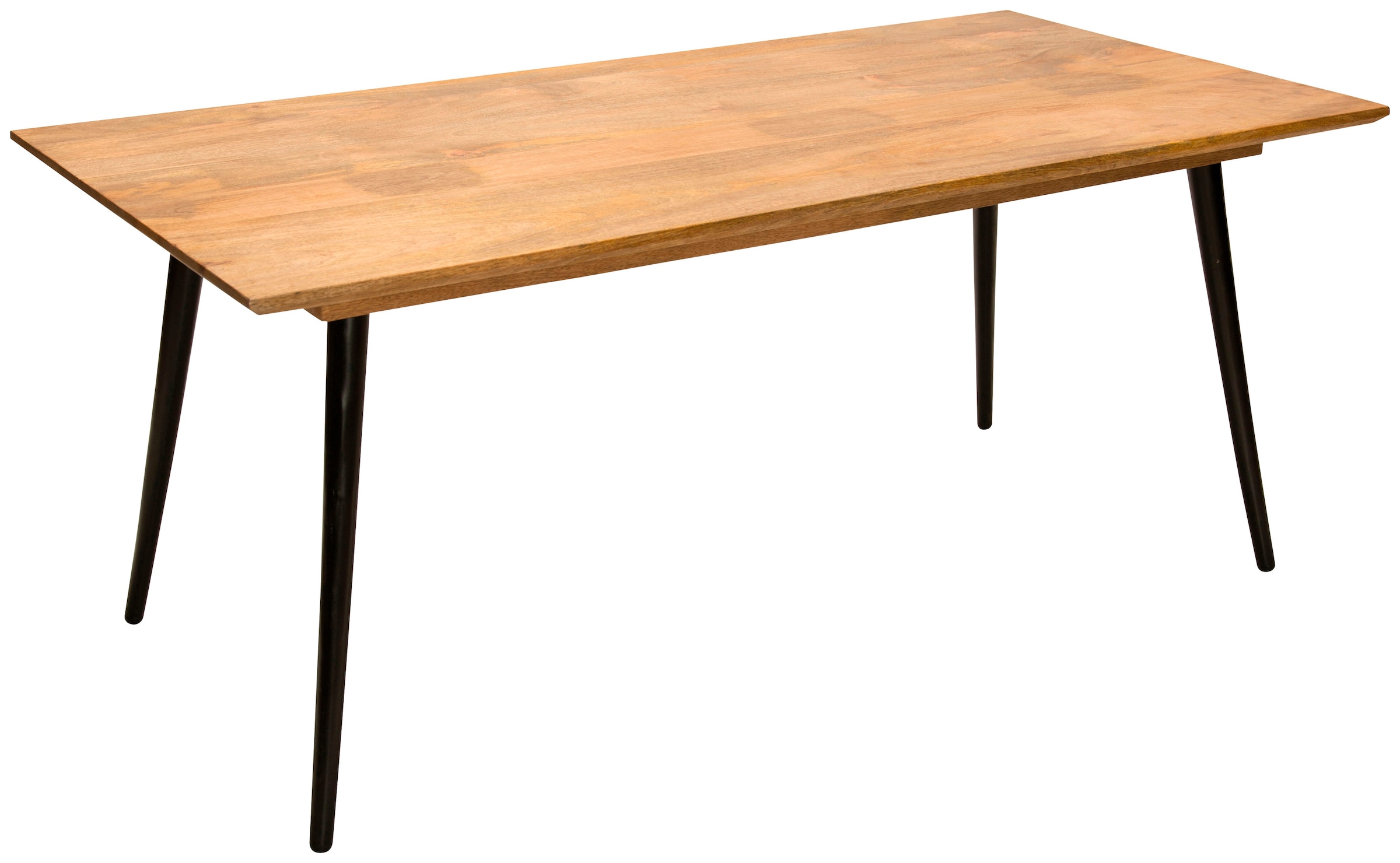 SIT Esstisch »Mangoholz Massivholz mit Schweizer Kante & Metallbeinen« Modernes Industrial-Design mit konischen schwarzen Metallbeinen