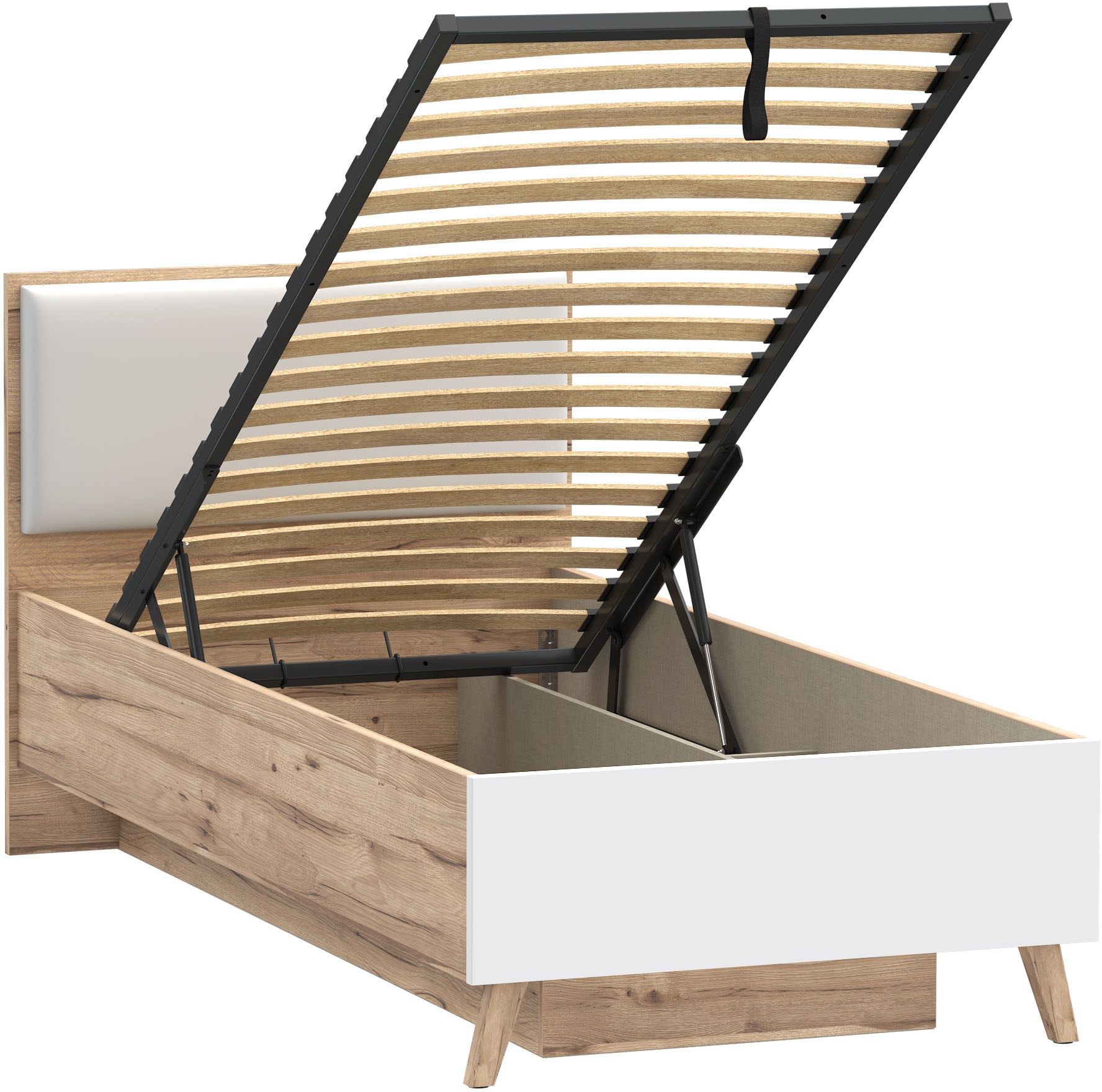 FORTE Lit de rangement »Vankka viel Stauraum, skandinavisches Design, Made in Europe« sommier à lattes rabattable, autres produits de la série disponibles