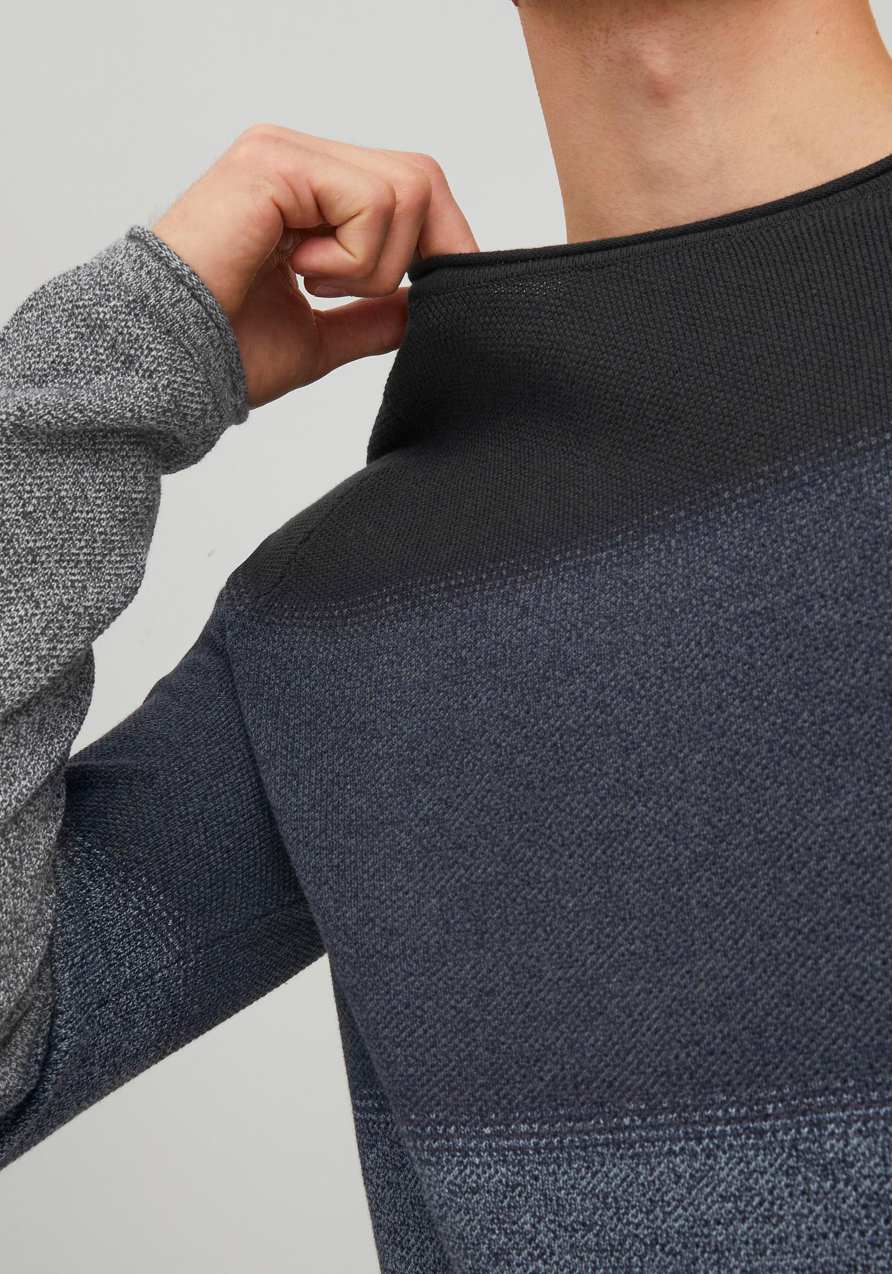 Jack & Jones Pull à col rond »JJEHILL Einfarbiger Pullover mit angenehmem Tragegefühl« unifarben, modisch, schmal, Baumwolle, Rundhals