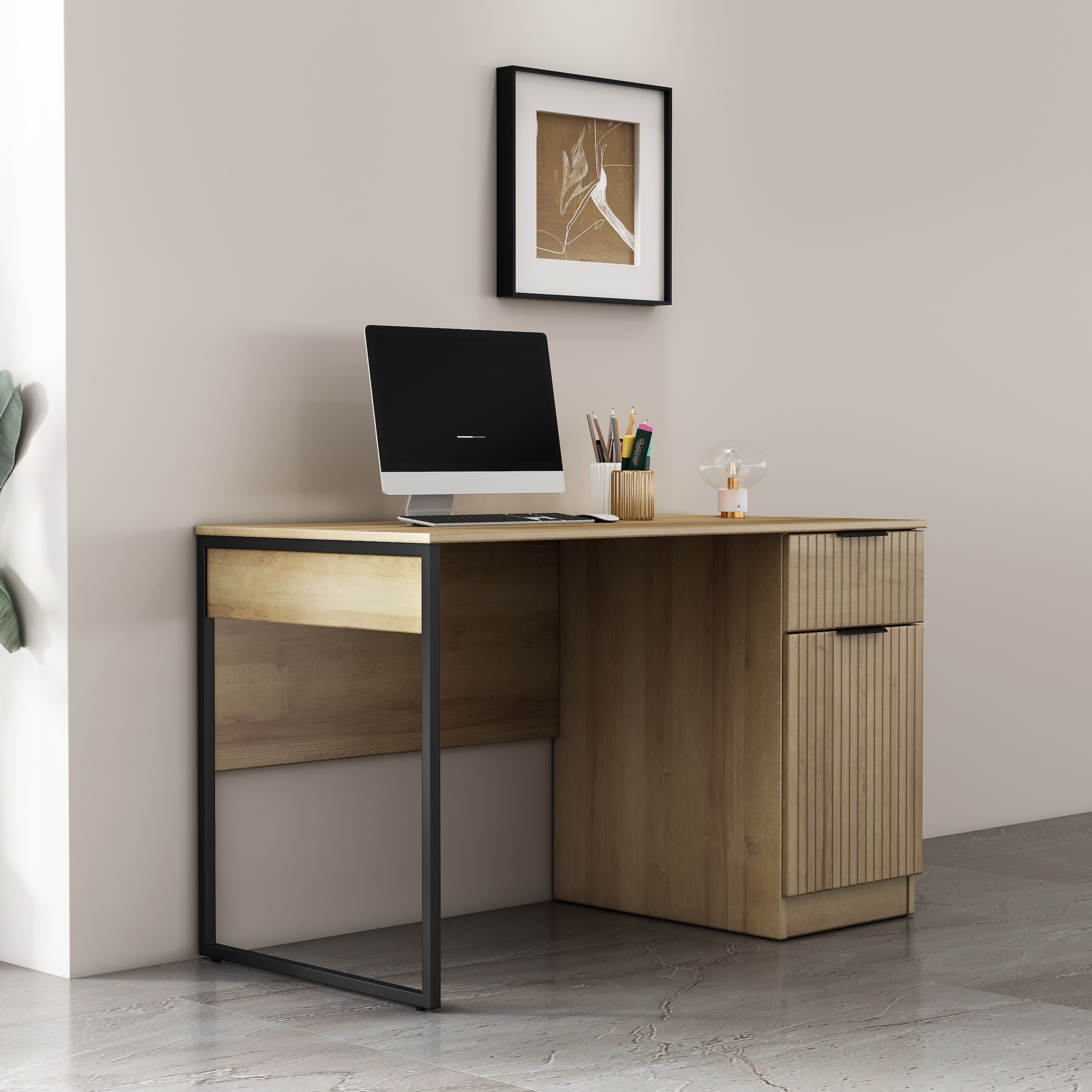 GOODproduct Bureau »Aspea« mit Schublade, ausreichend Stauraum, moderne Rillenoptik, B. 120 cm