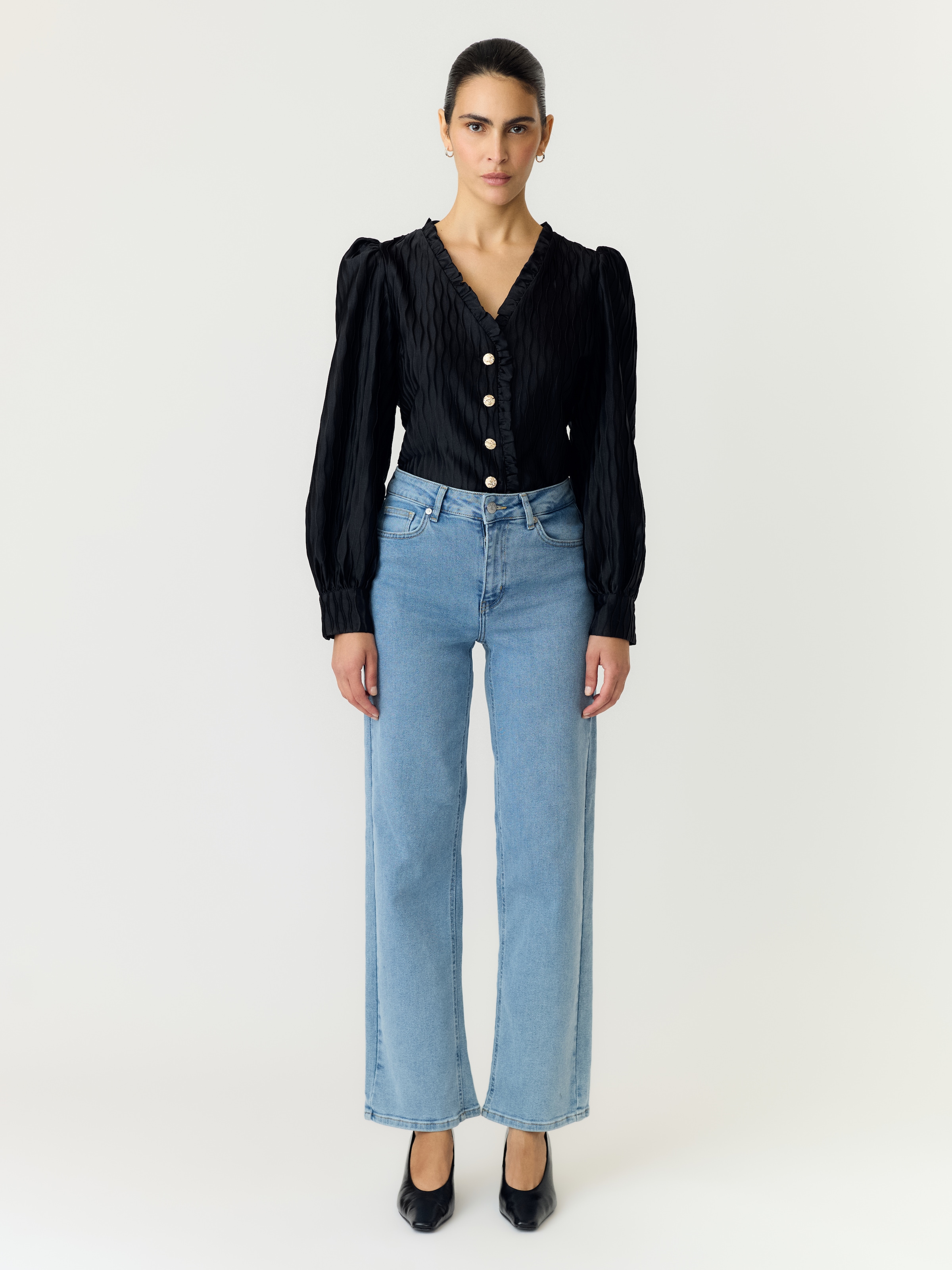 Y.A.S Blouse à manches longues »YASRIPPLE LS V-NECK SHIRT S. NOOS« Polyester