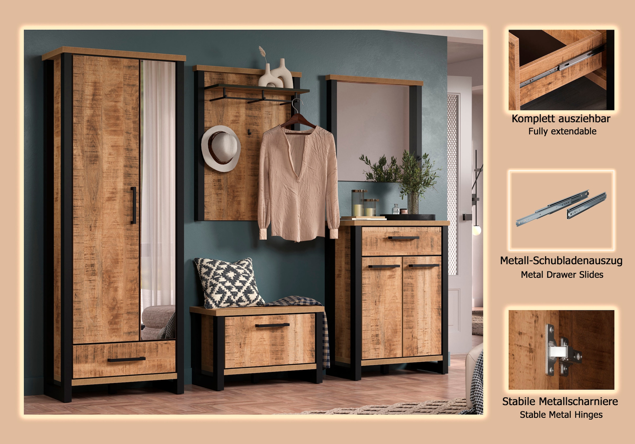 Home affaire Garderoben-Set »Elda« Komplett-Set, 5 Stk. tlg.