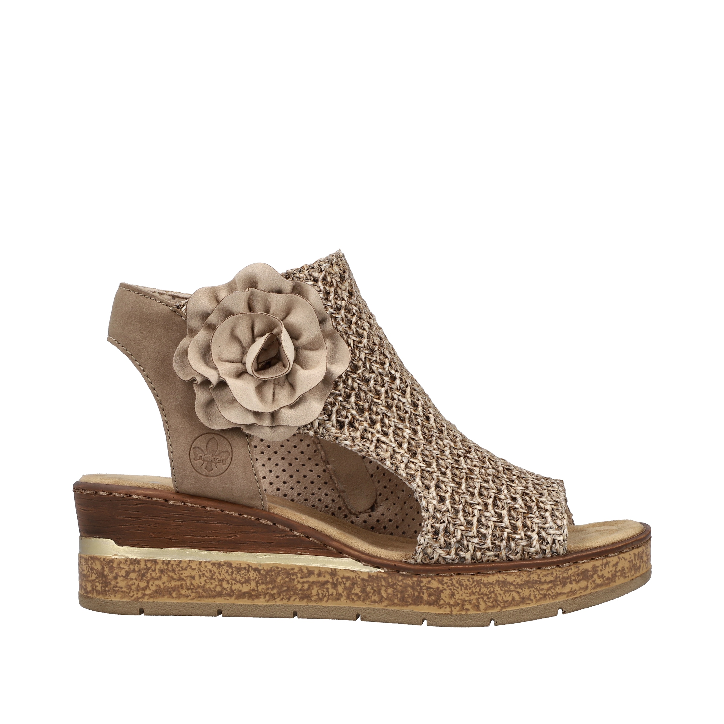 Rieker  Sandale compensée, chaussure d'été, sandalette à plateforme avec fleur