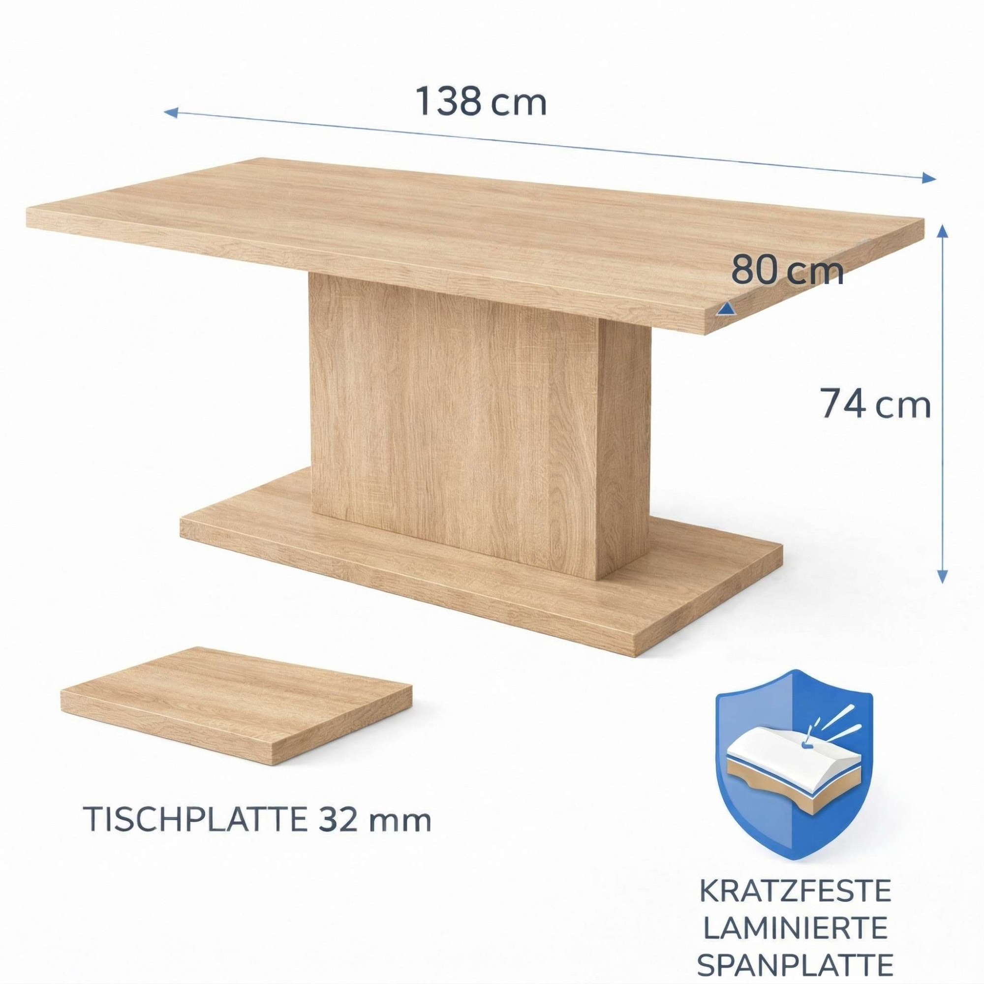 GOODproduct Esstisch »Atina Säulentisch, Küchentisch, Speisetisch, Dekortisch« Moderner Esstisch für 4-6 Personen, erhältlich in Trend-Dekoren