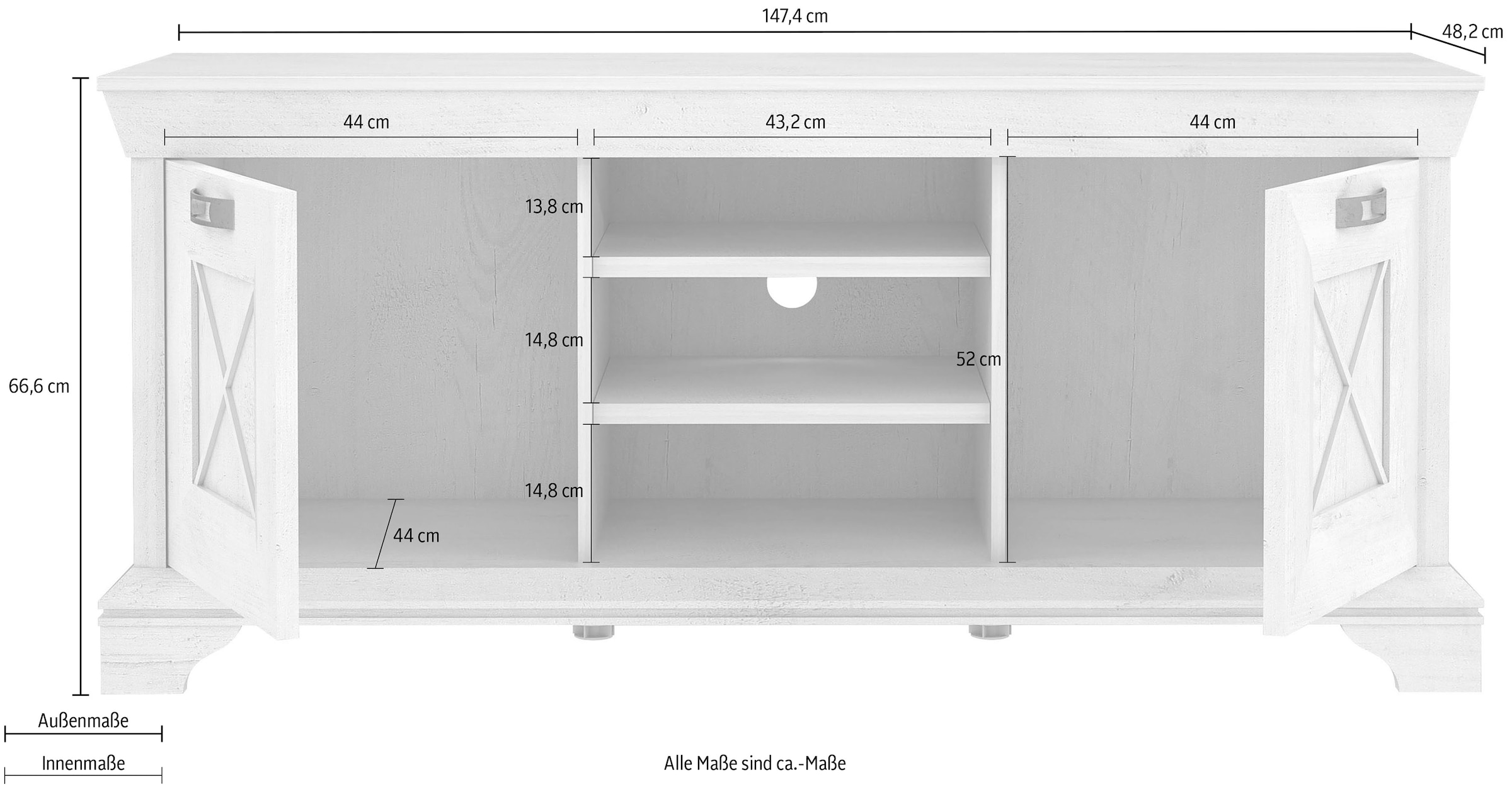 FORTE Table basse »KashmirTV-Board, TV-Schrank« Breite 147 cm
